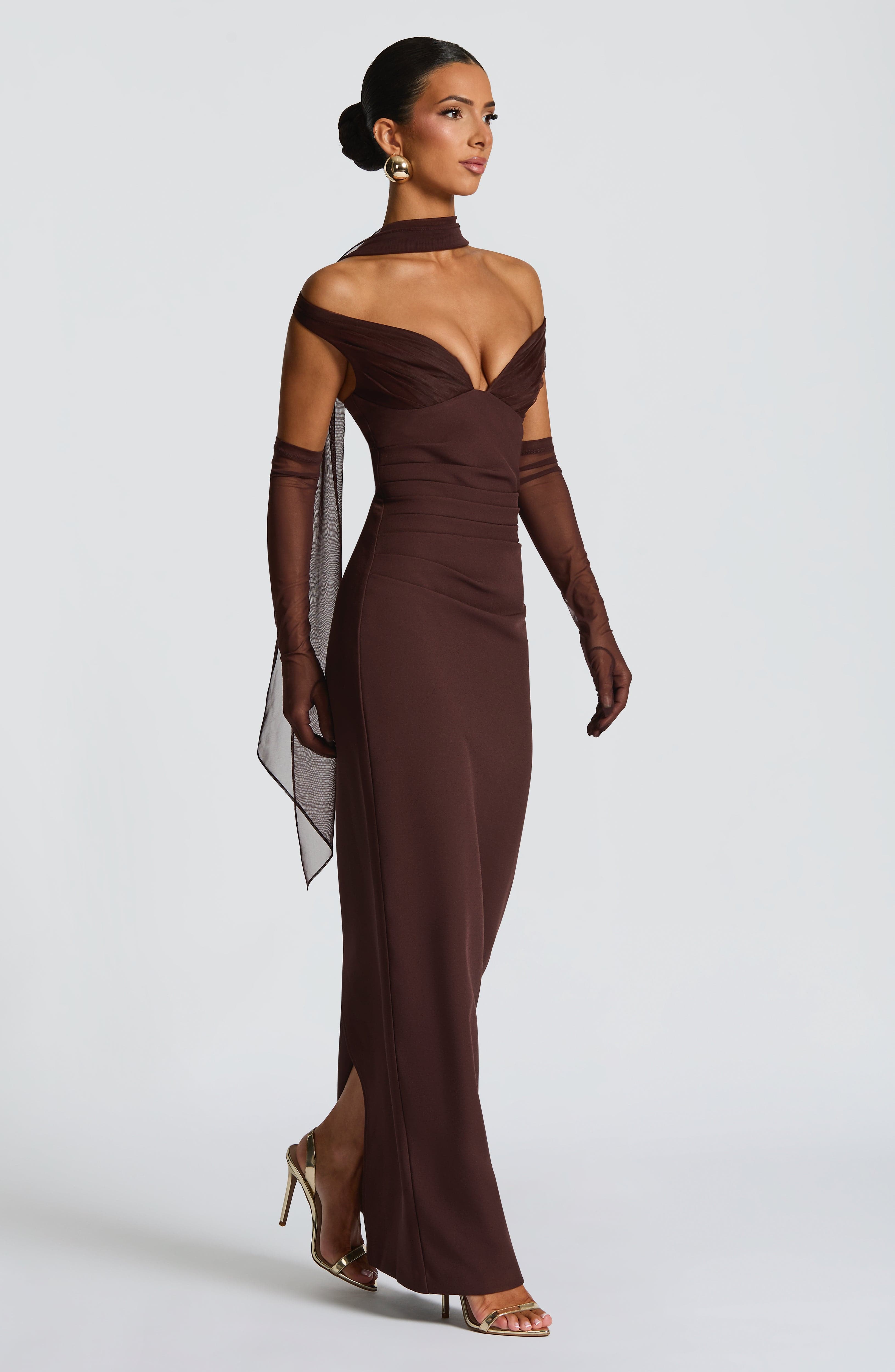 Abigail Maxi Dress - Plum Brown - Napalia
