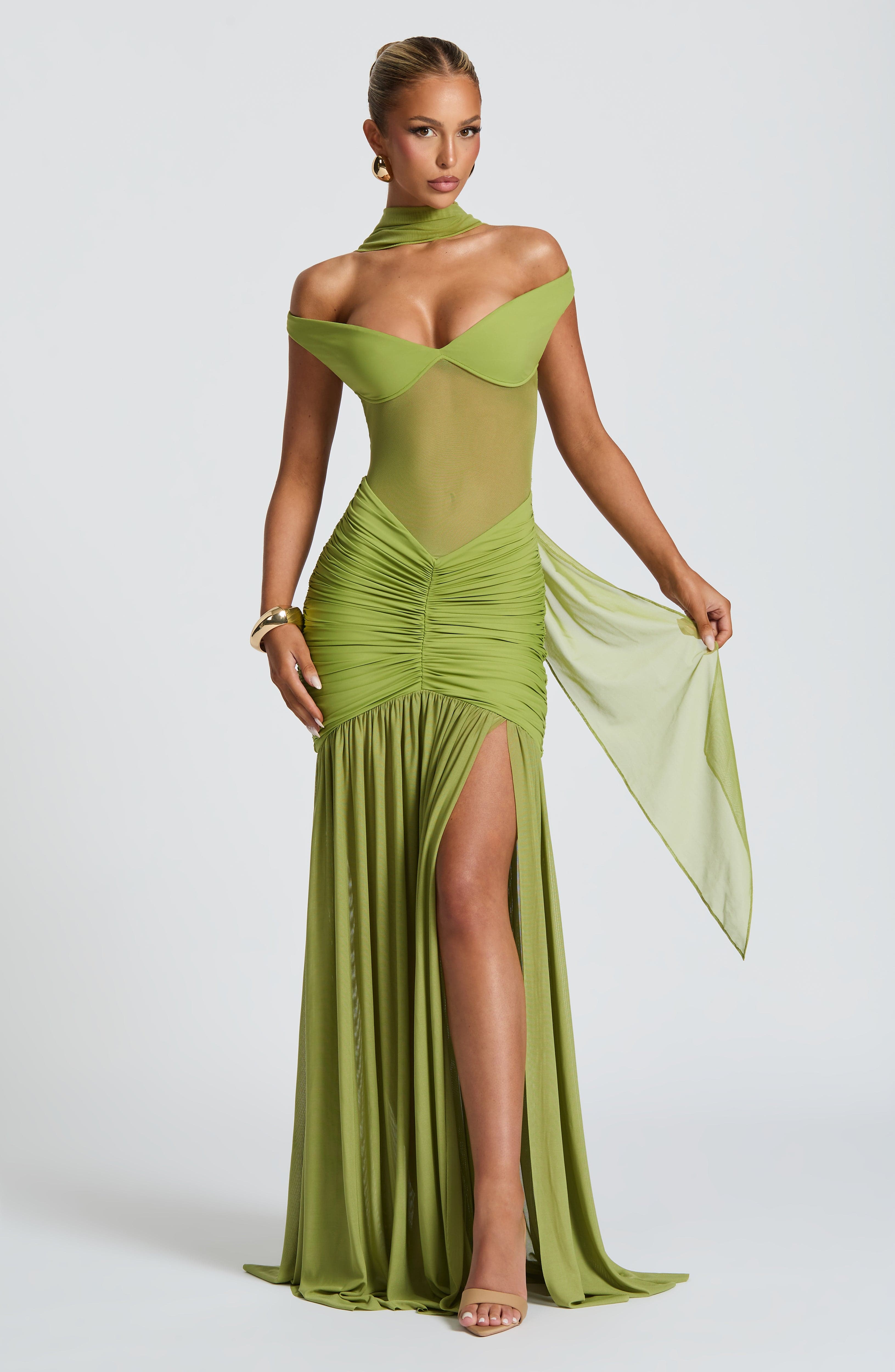 Alaia Maxi Dress - Olive - Napalia