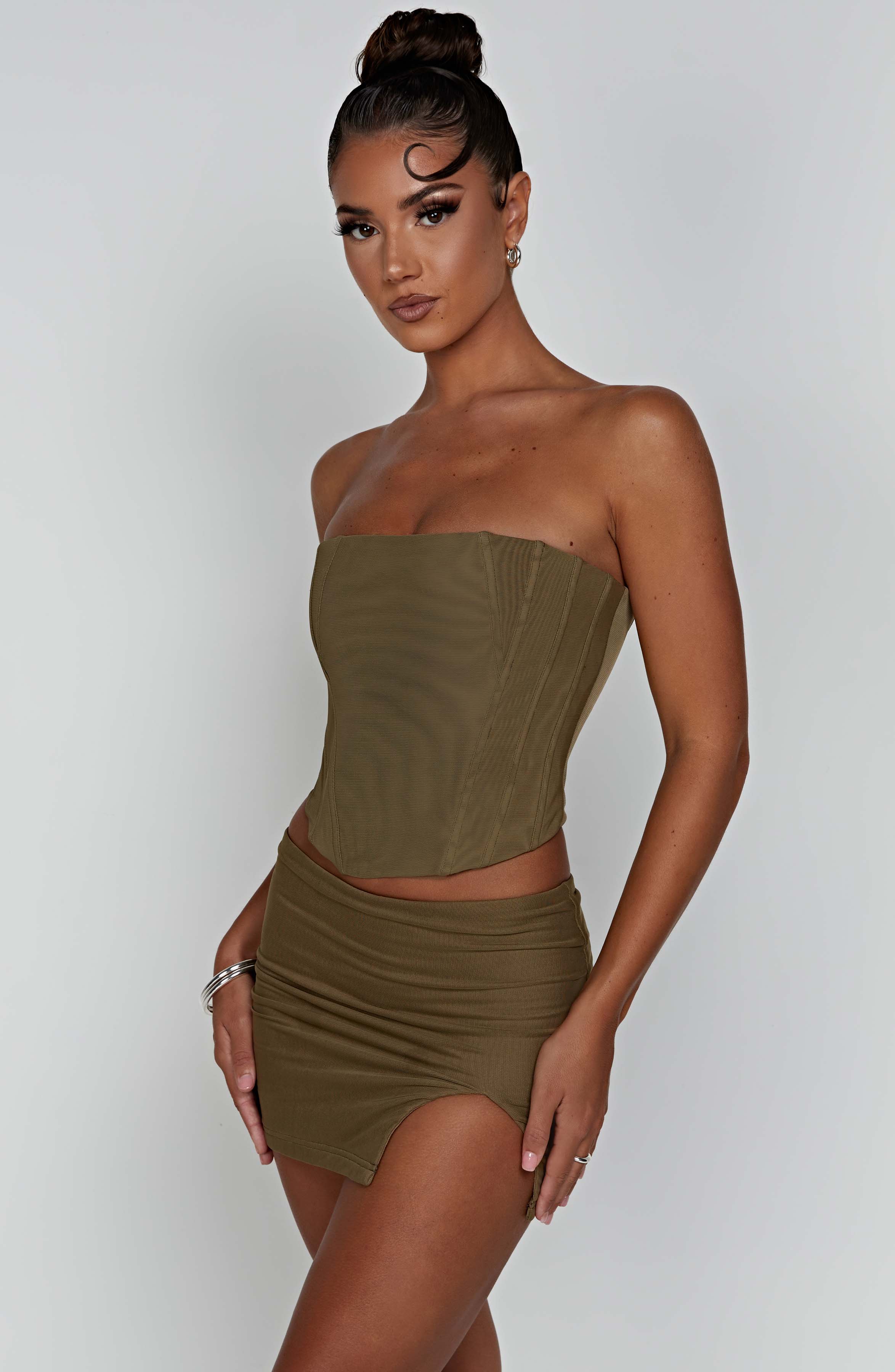Alina Mini Skirt - Khaki - Napalia