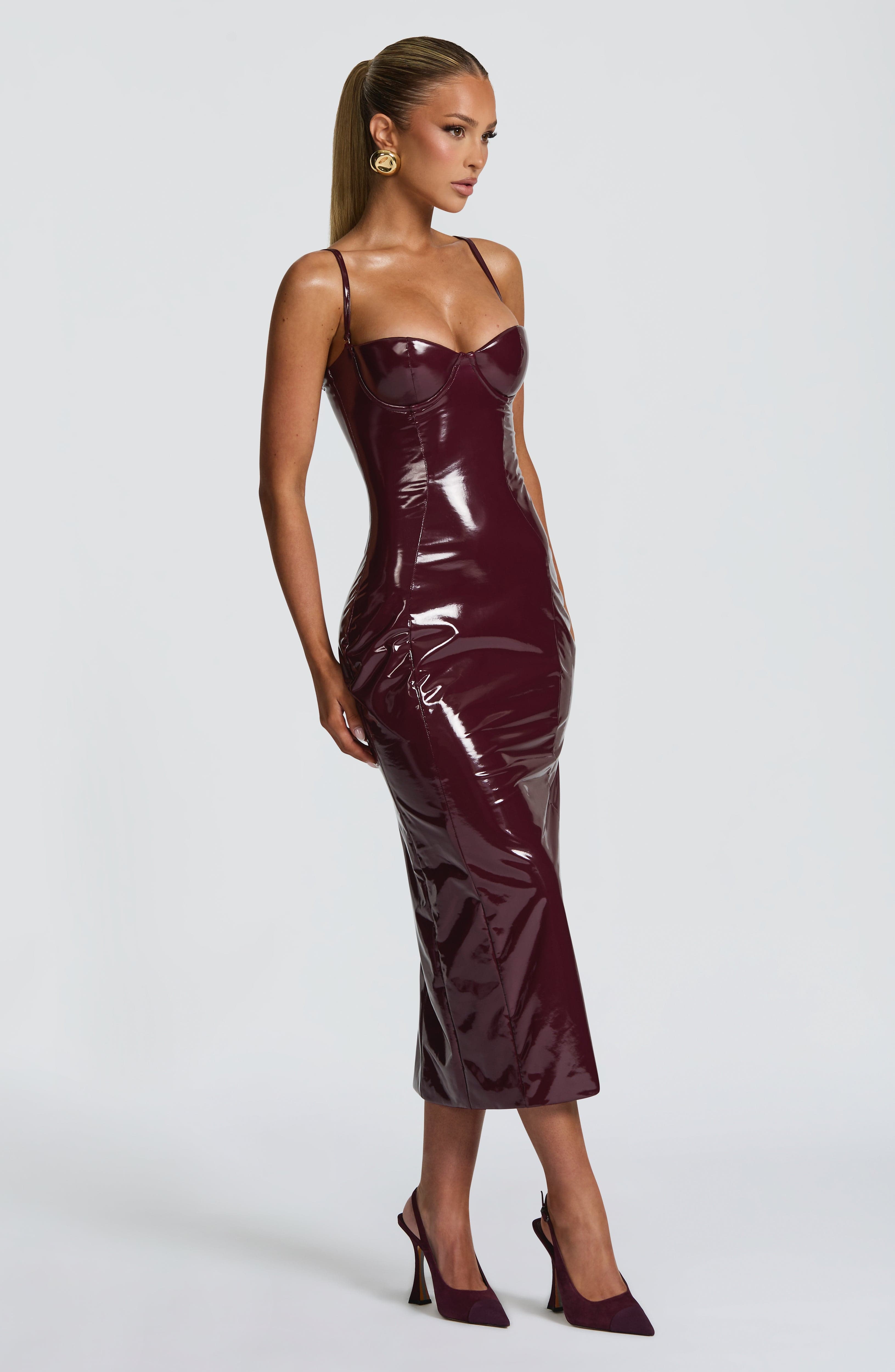 Amala Midi Dress - Cherry Lacquer - Napalia
