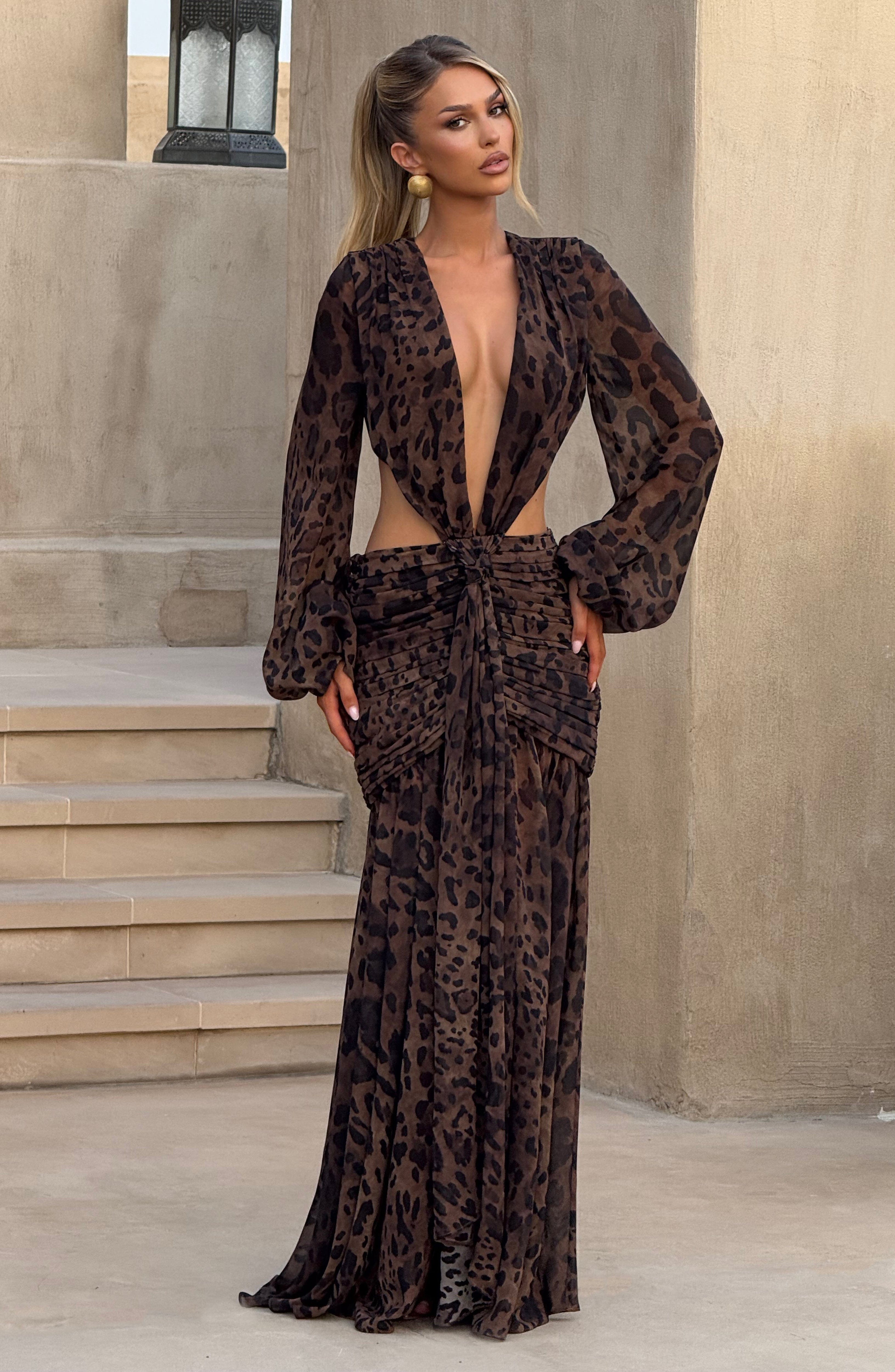 Andrina Maxi Dress - Leopard Print - Napalia