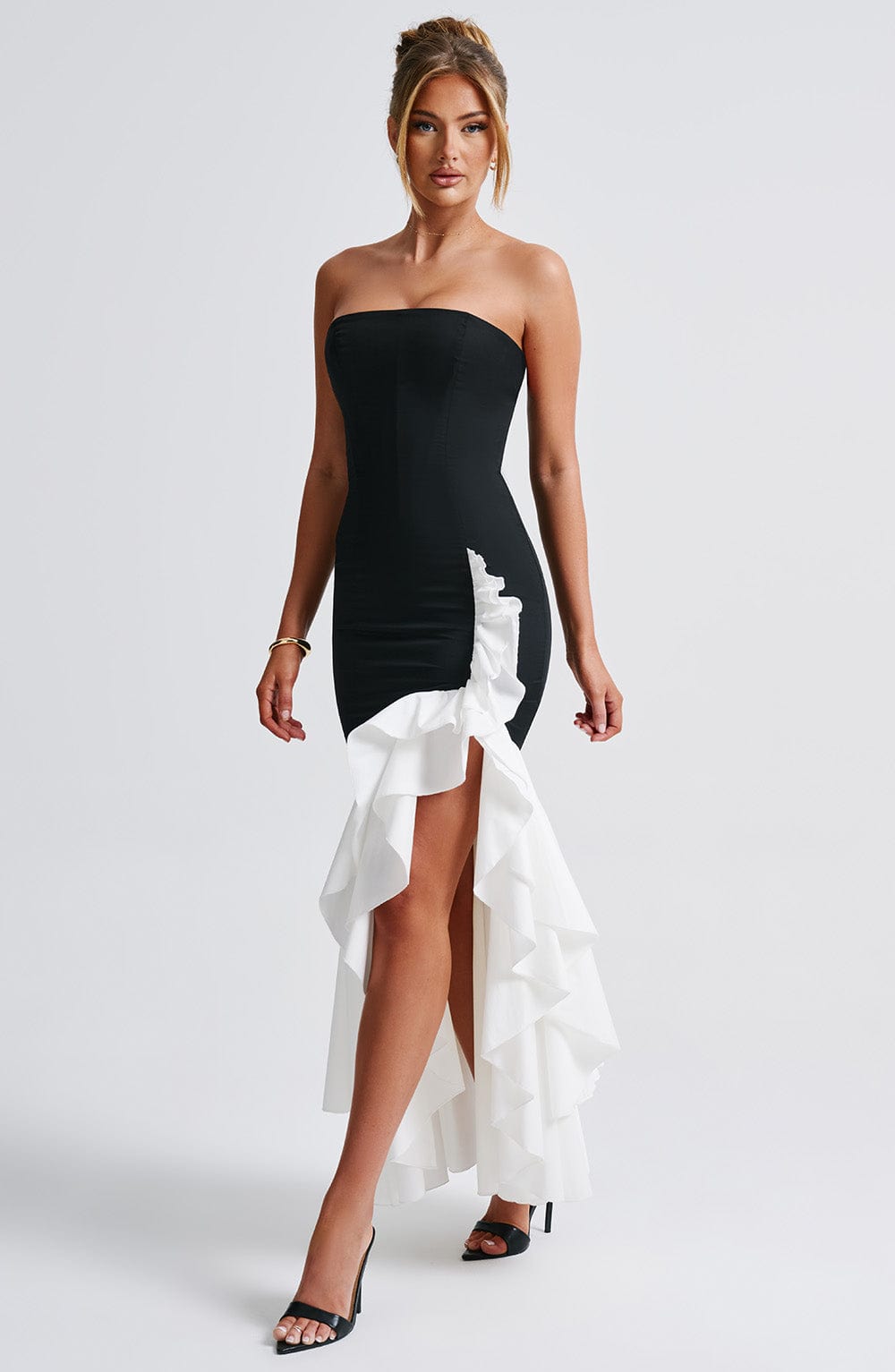 Angelina Maxi Dress - Black/White - Napalia