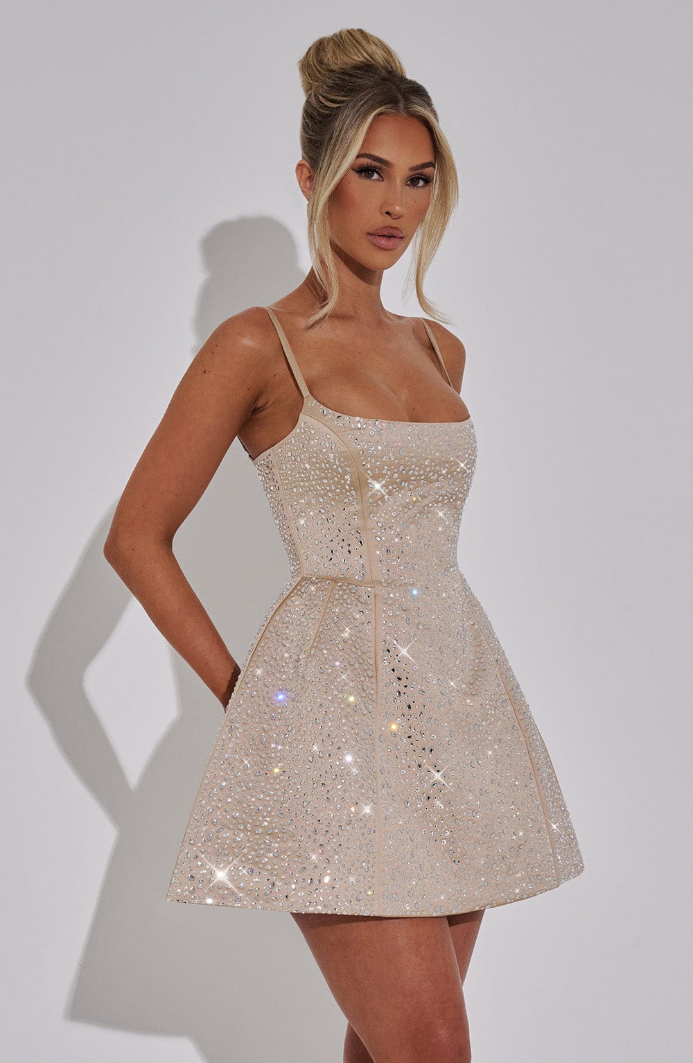 Angelique Mini Dress - Champagne - Napalia
