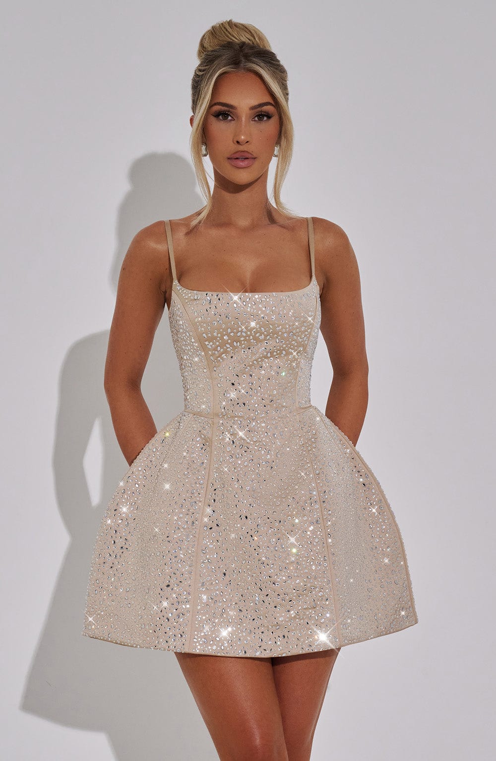 Angelique Mini Dress - Champagne - Napalia