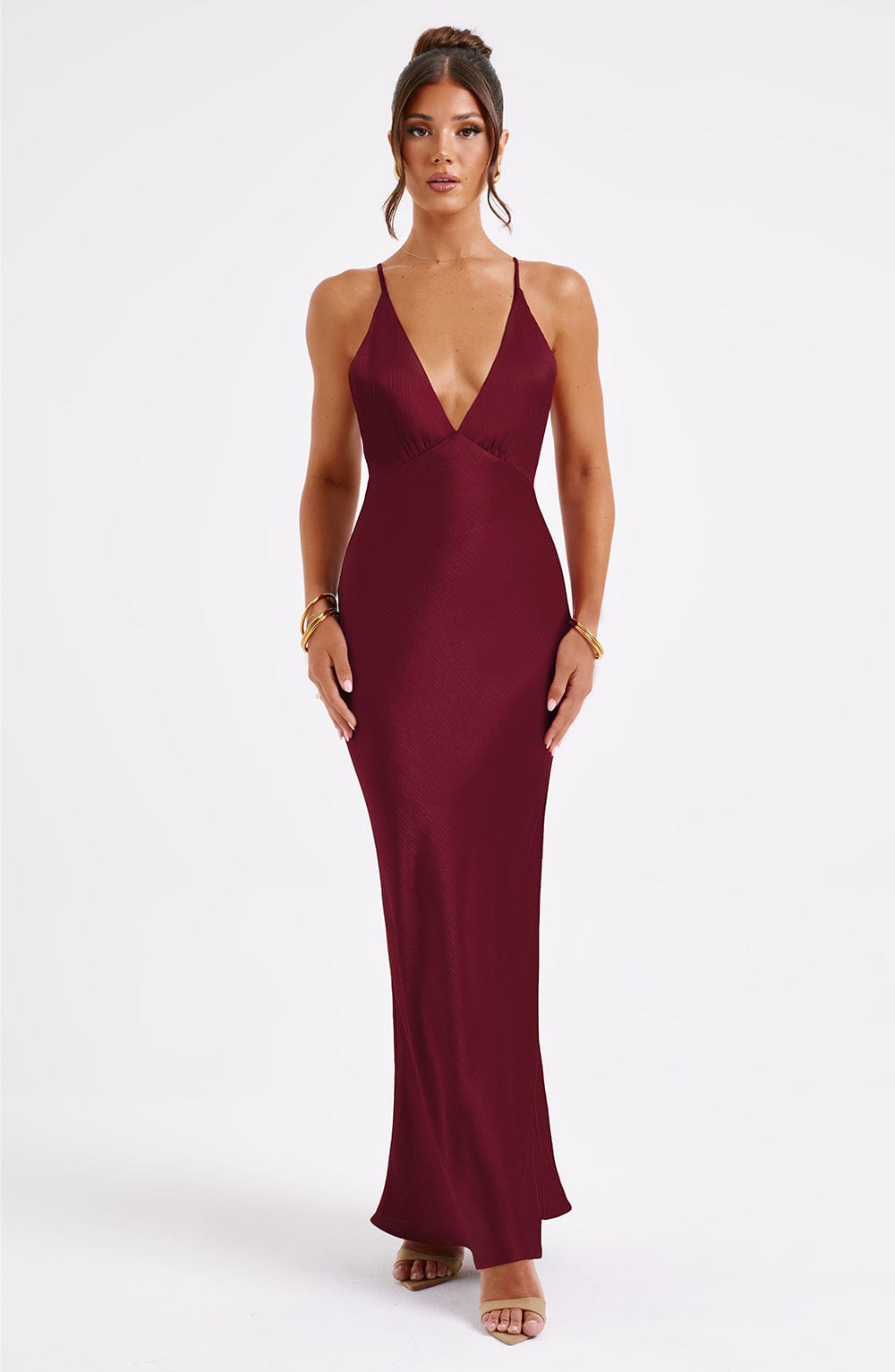 Anja Maxi Dress - Burgundy - Napalia