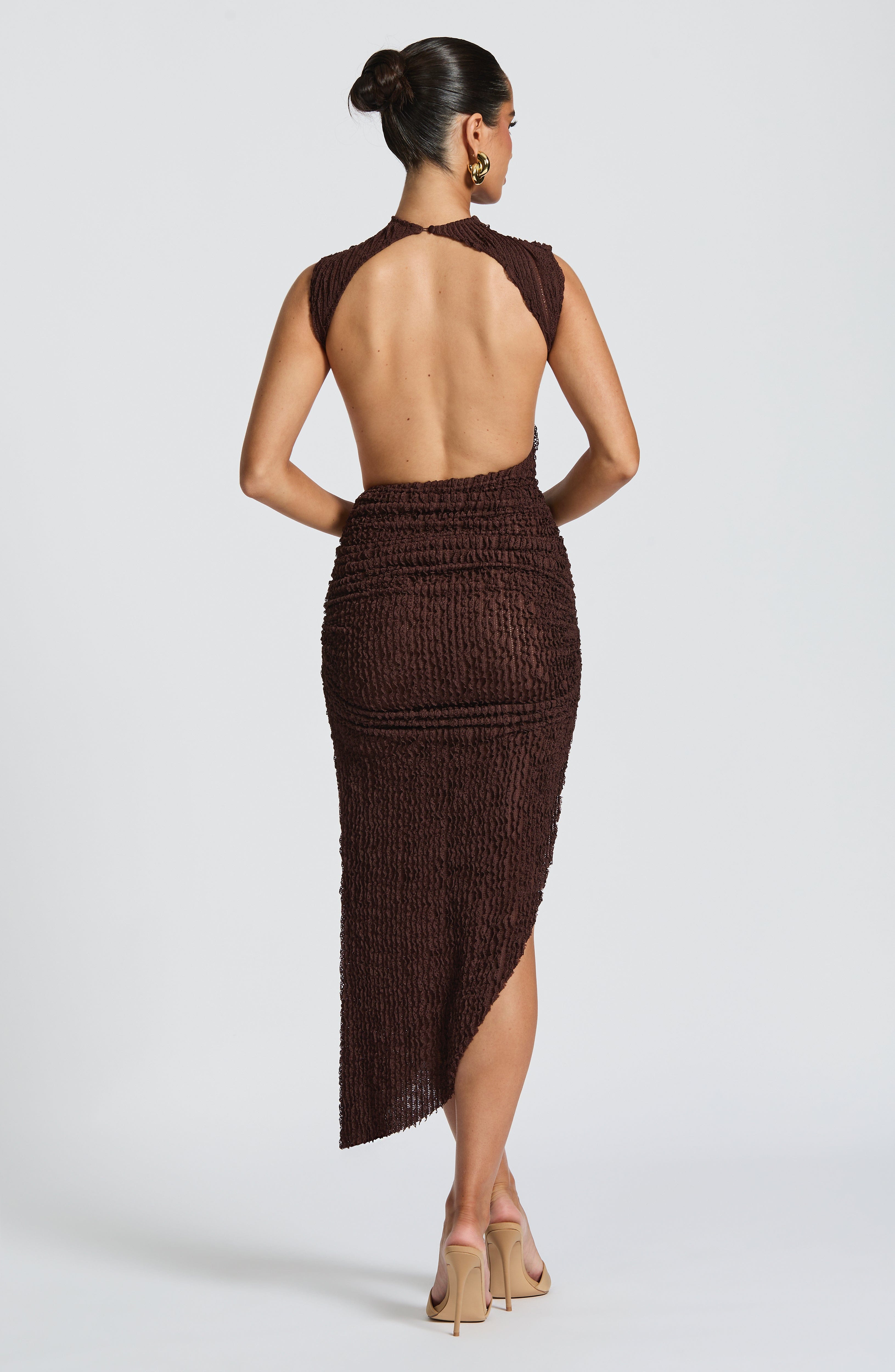 Aphrodite Midi Dress - Plum Brown - Napalia