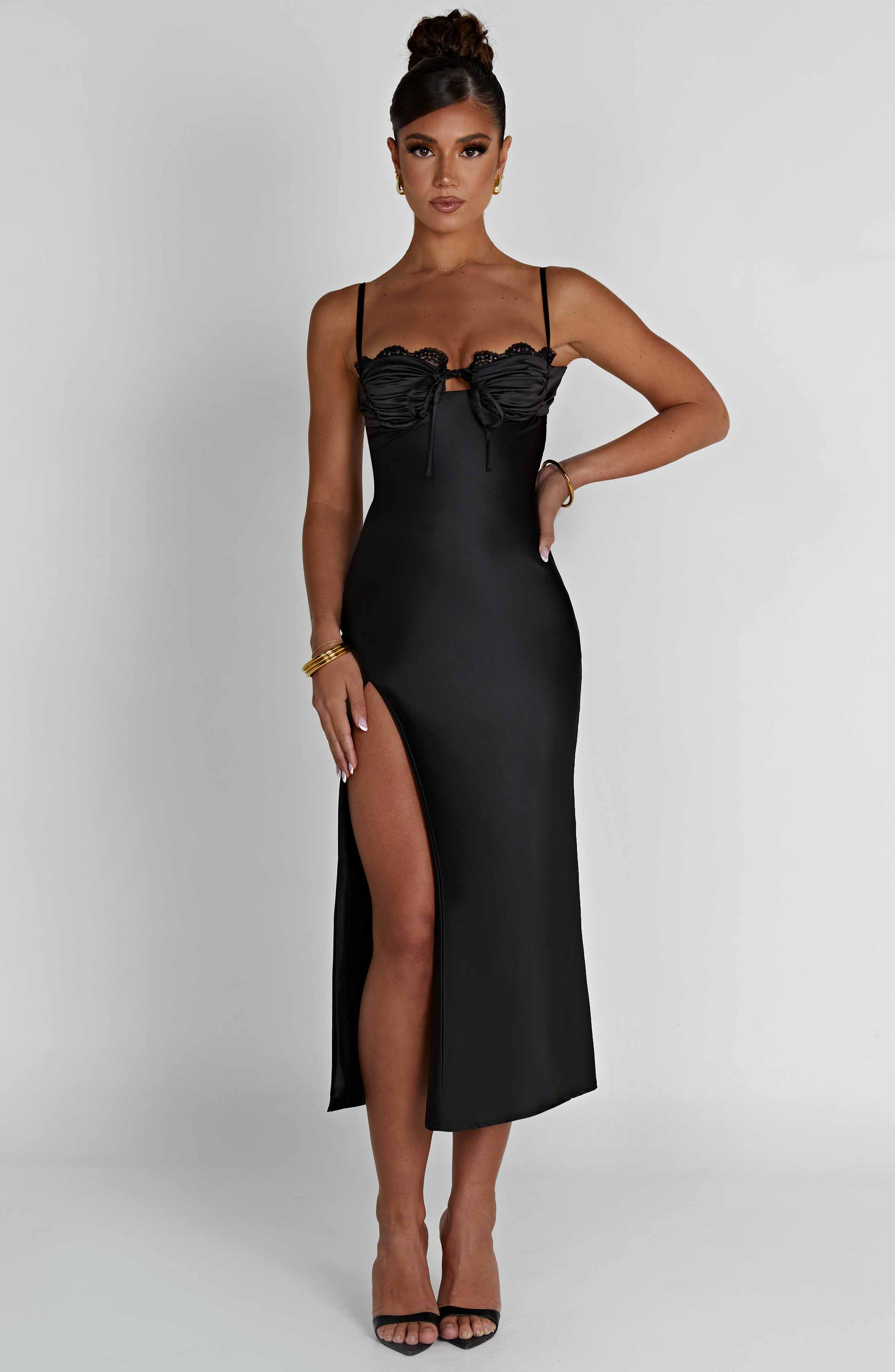 Ardelle Midi Dress - Black - Napalia