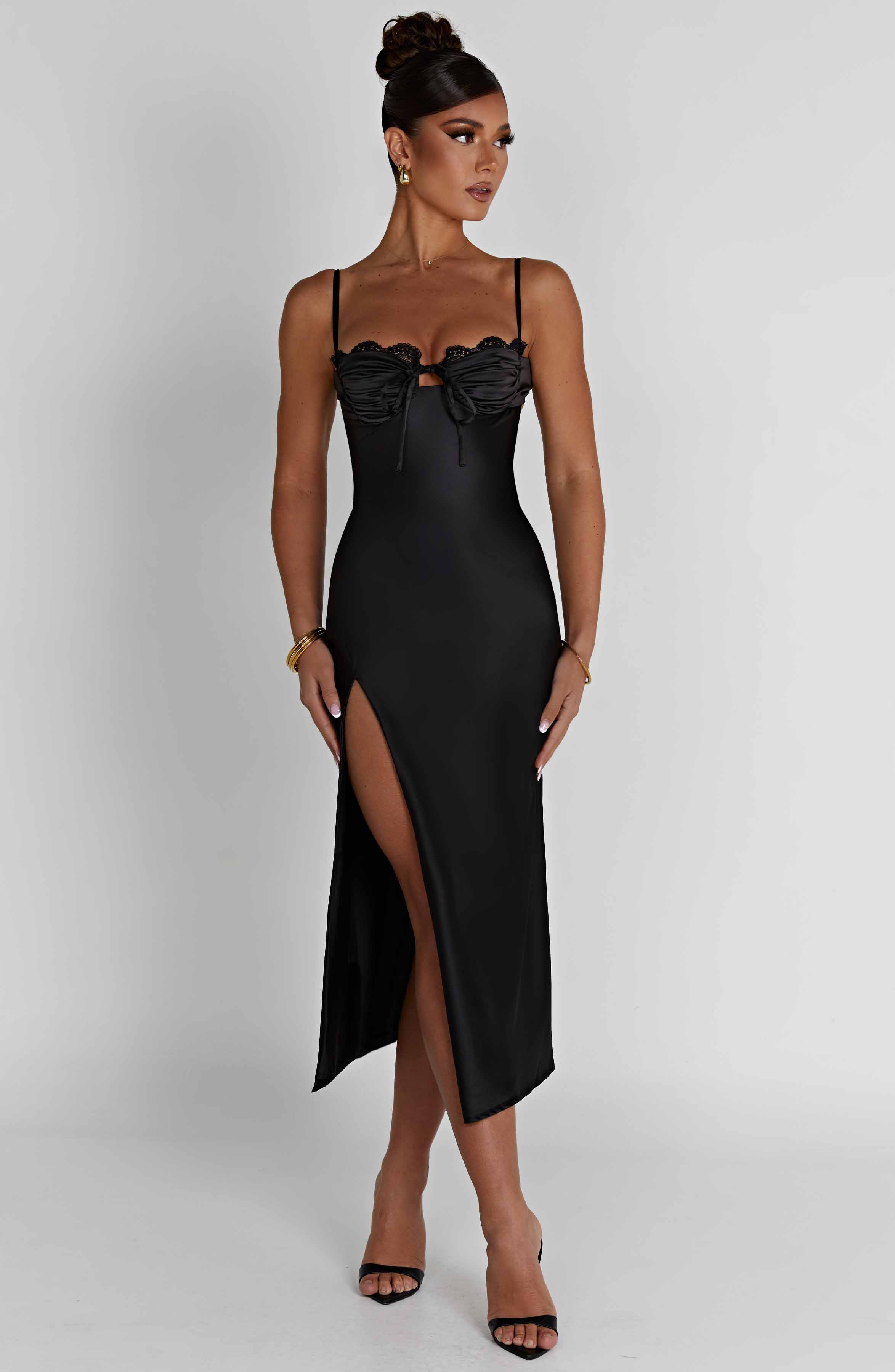 Ardelle Midi Dress - Black - Napalia