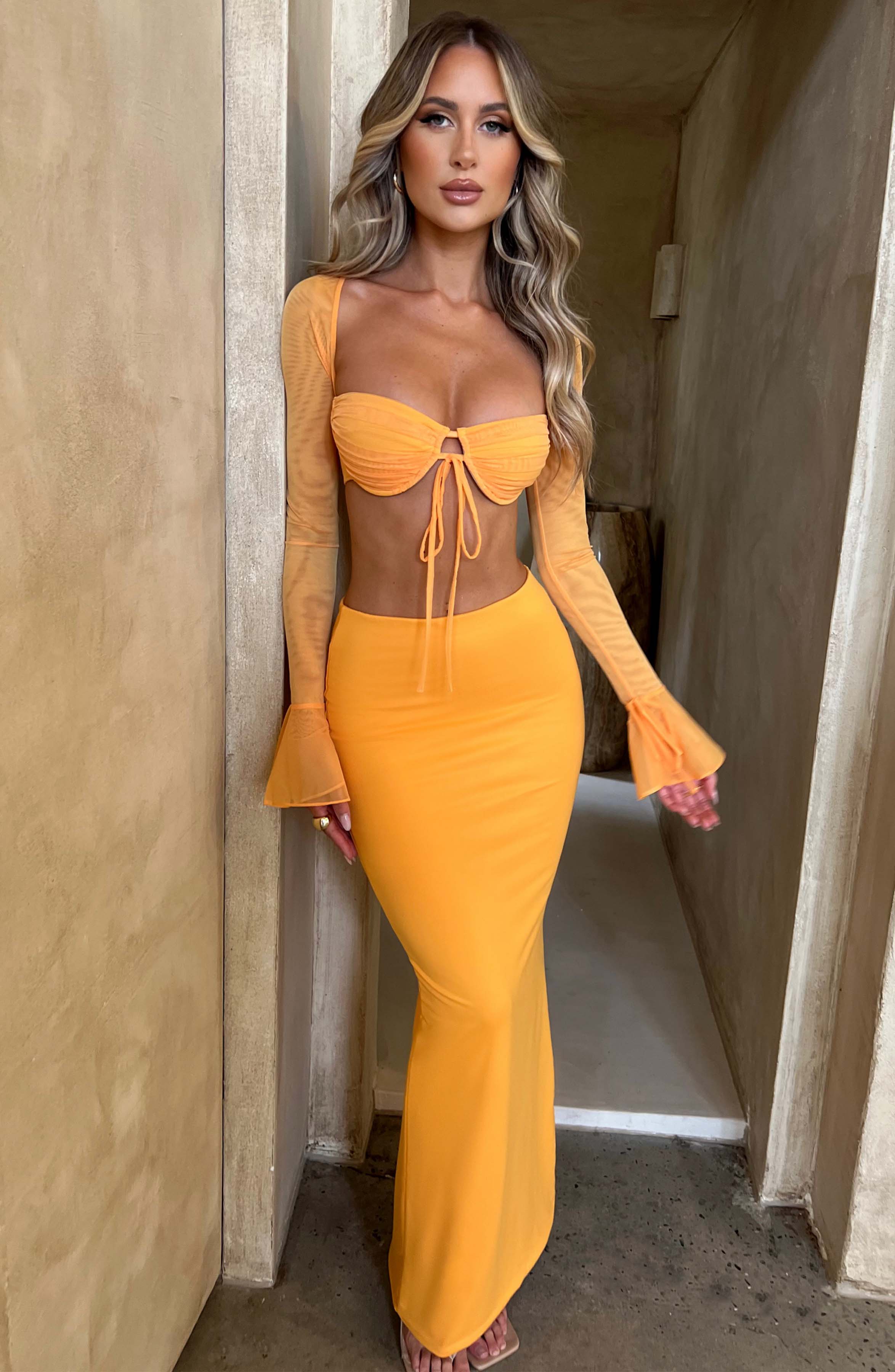 Astrid Maxi Skirt - Tangerine - Napalia