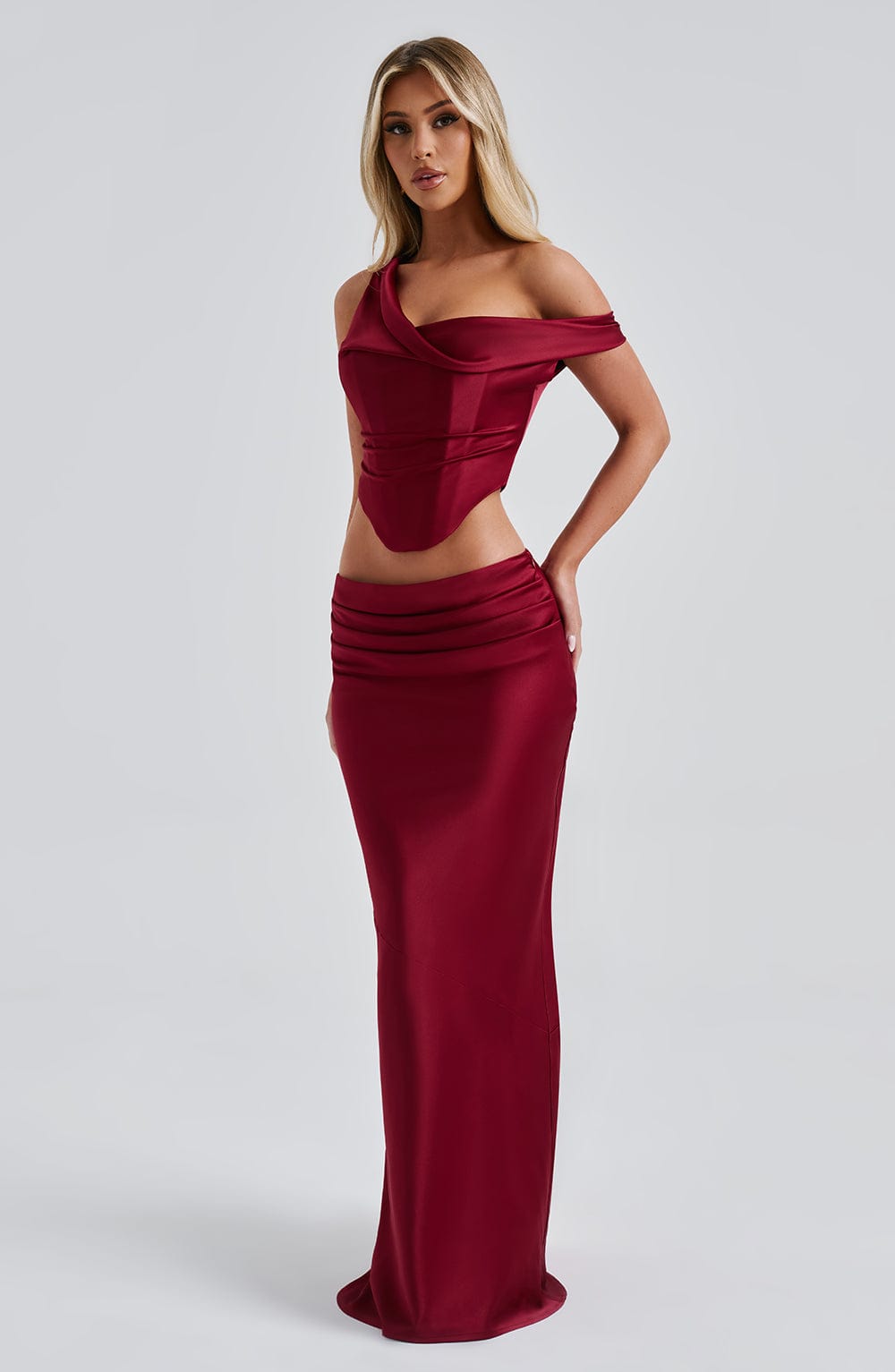 Bernadette Maxi Skirt - Burgundy - Napalia