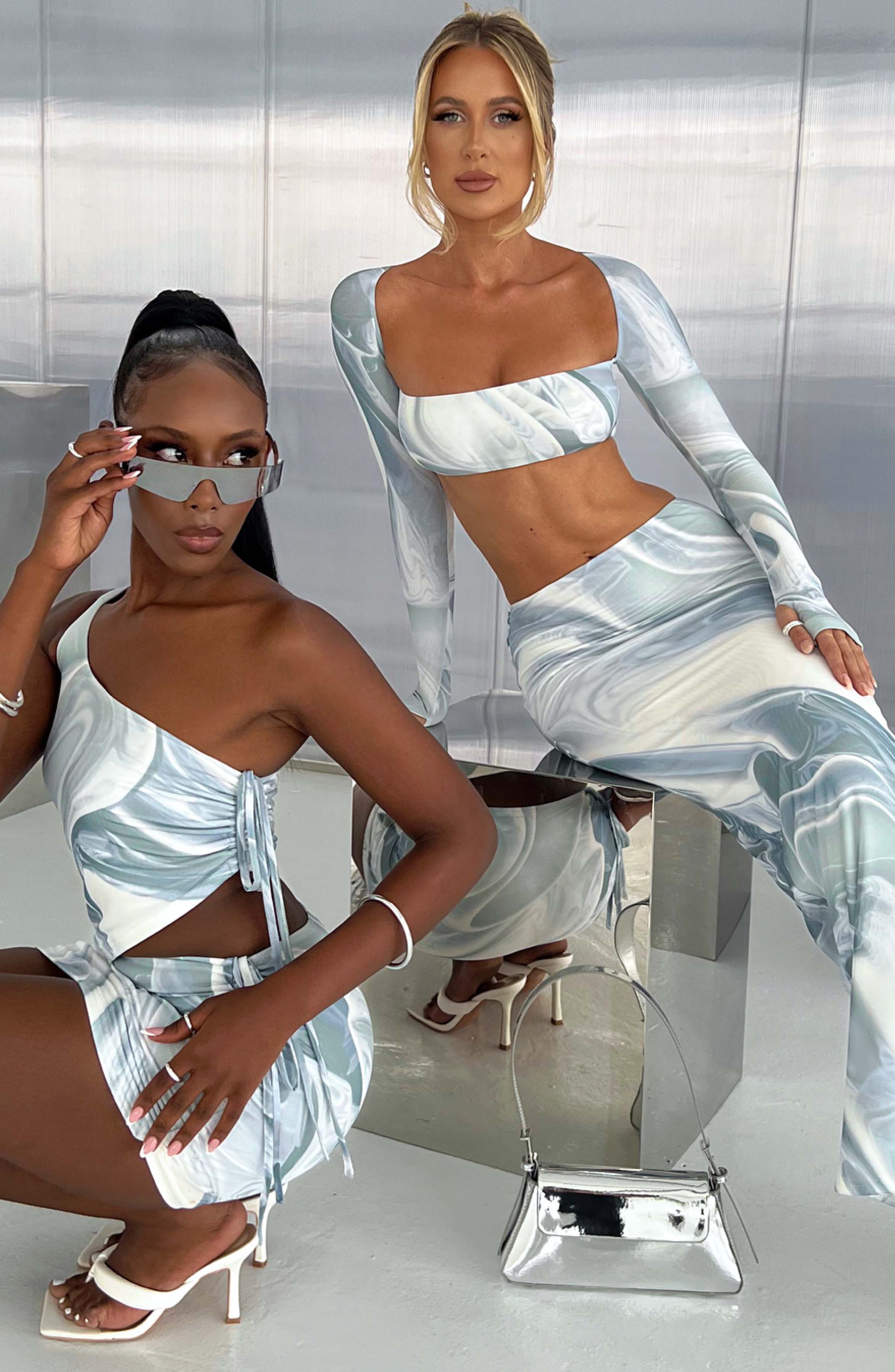 Blair Maxi Skirt - Grey Haze Print - Napalia