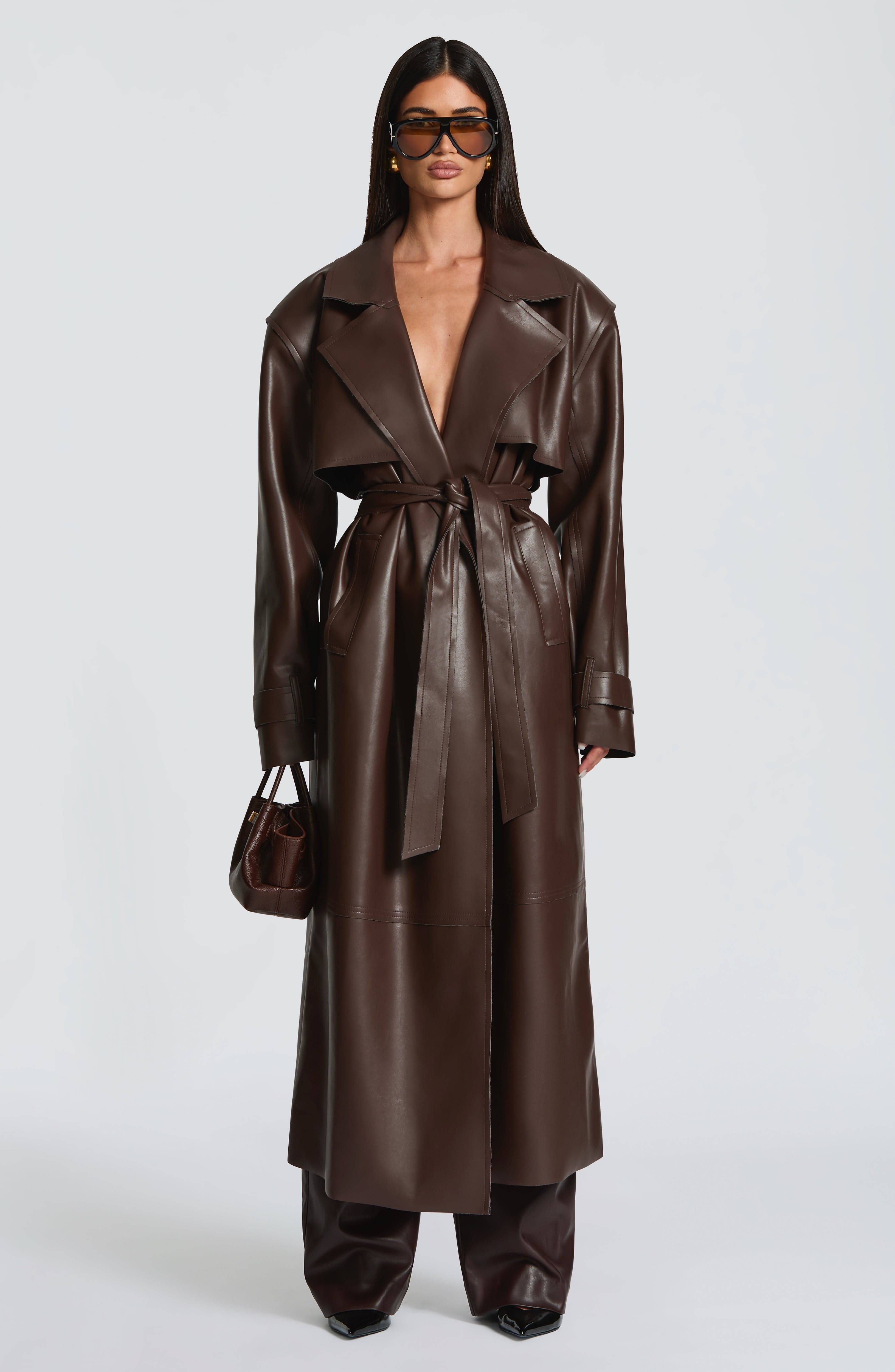 Bridget Trench Coat - Plum Brown - Napalia