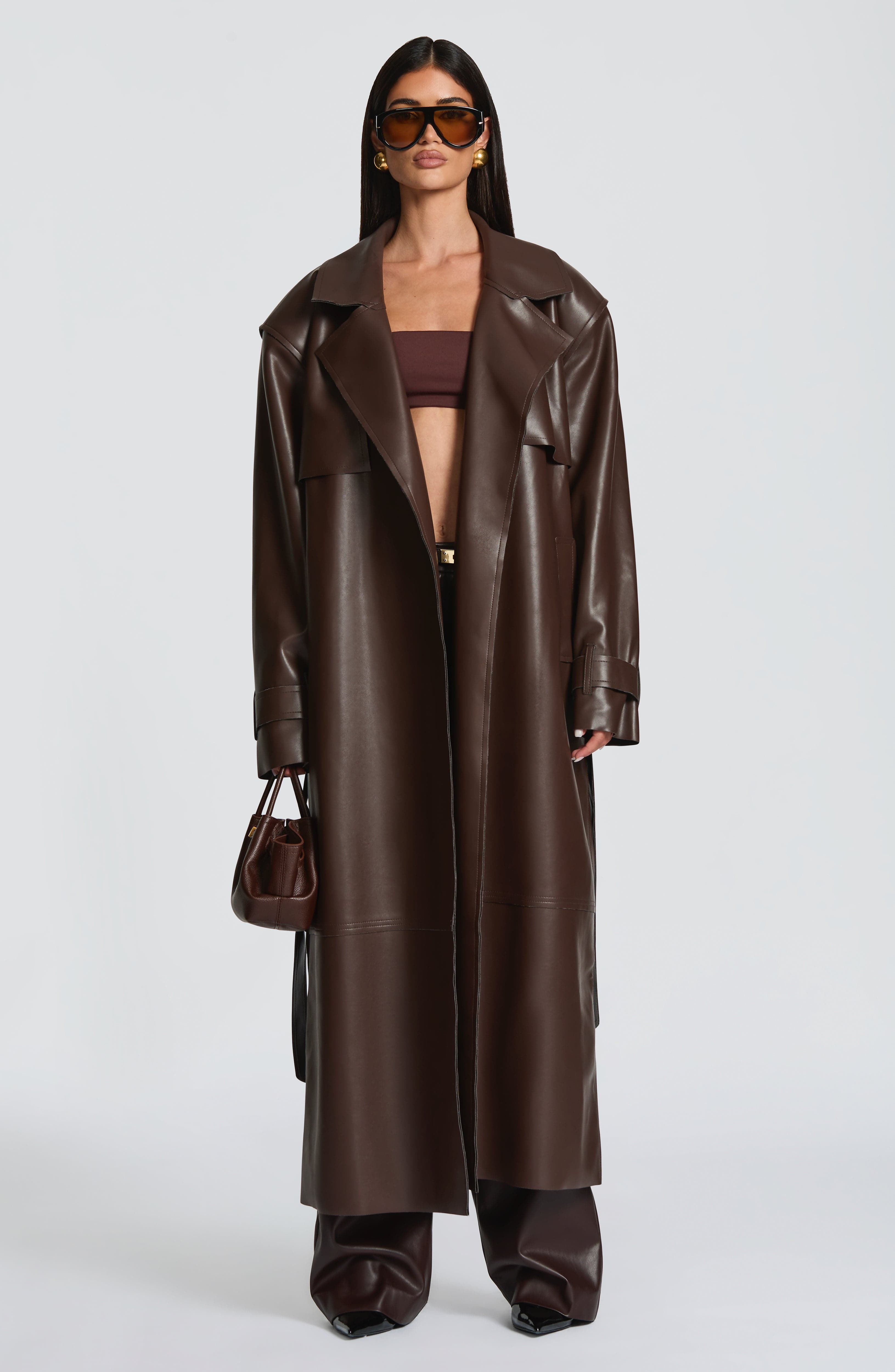Bridget Trench Coat - Plum Brown - Napalia