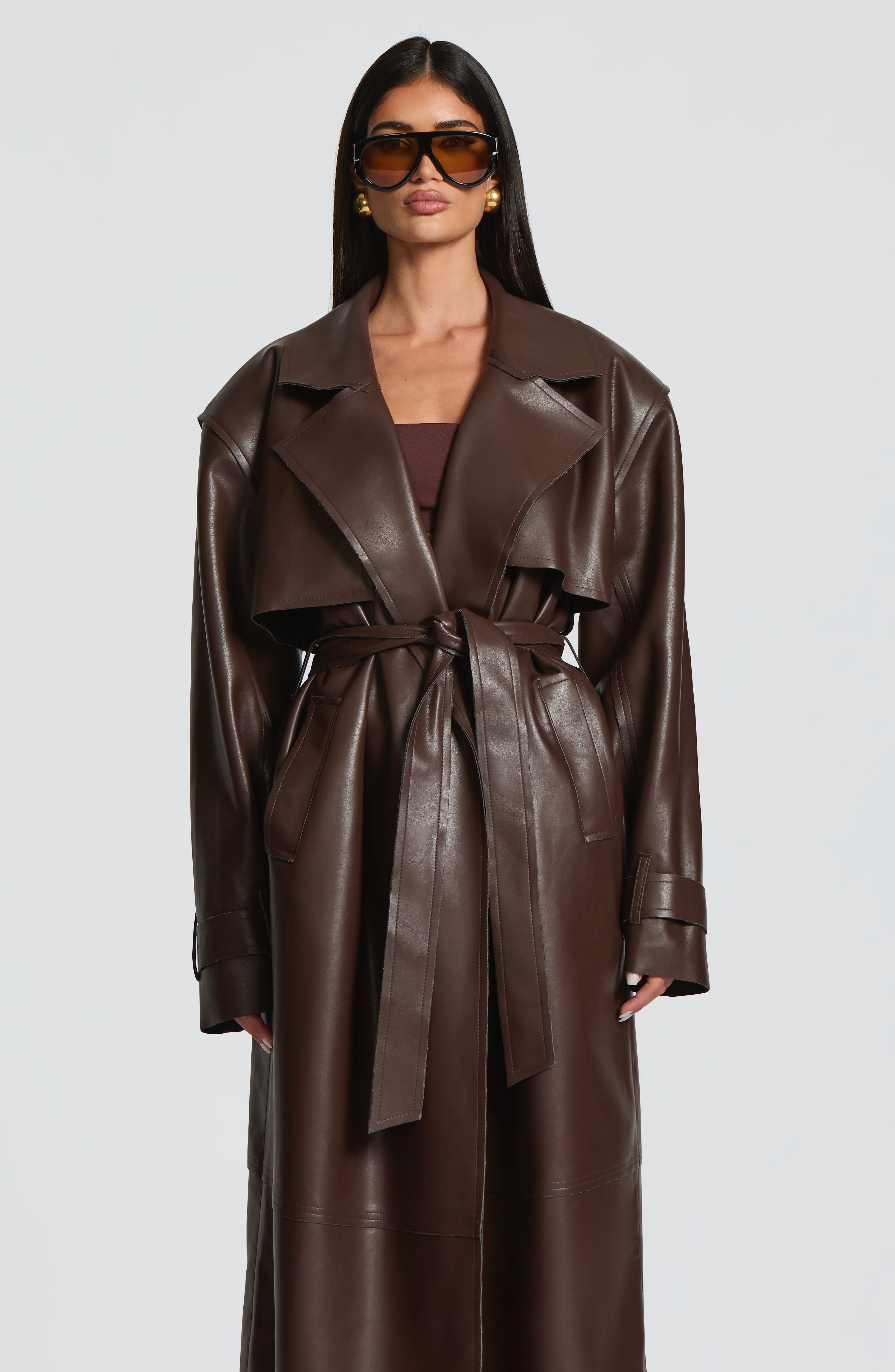 Bridget Trench Coat - Plum Brown - Napalia