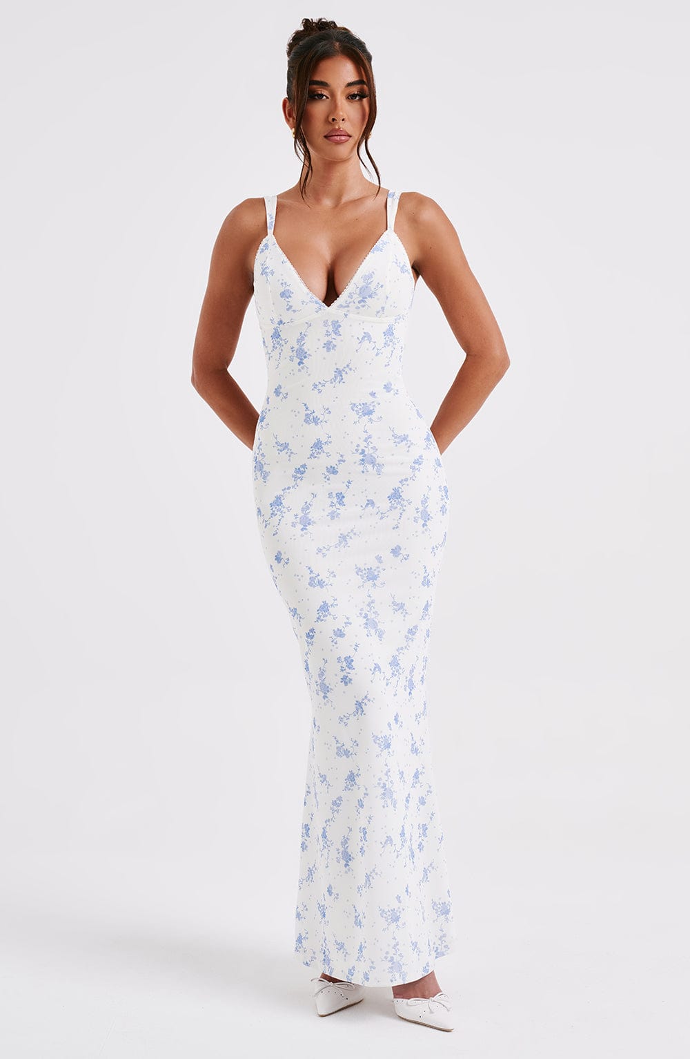 Caoimhe Maxi Dress - Blue Ditsy Print - Napalia