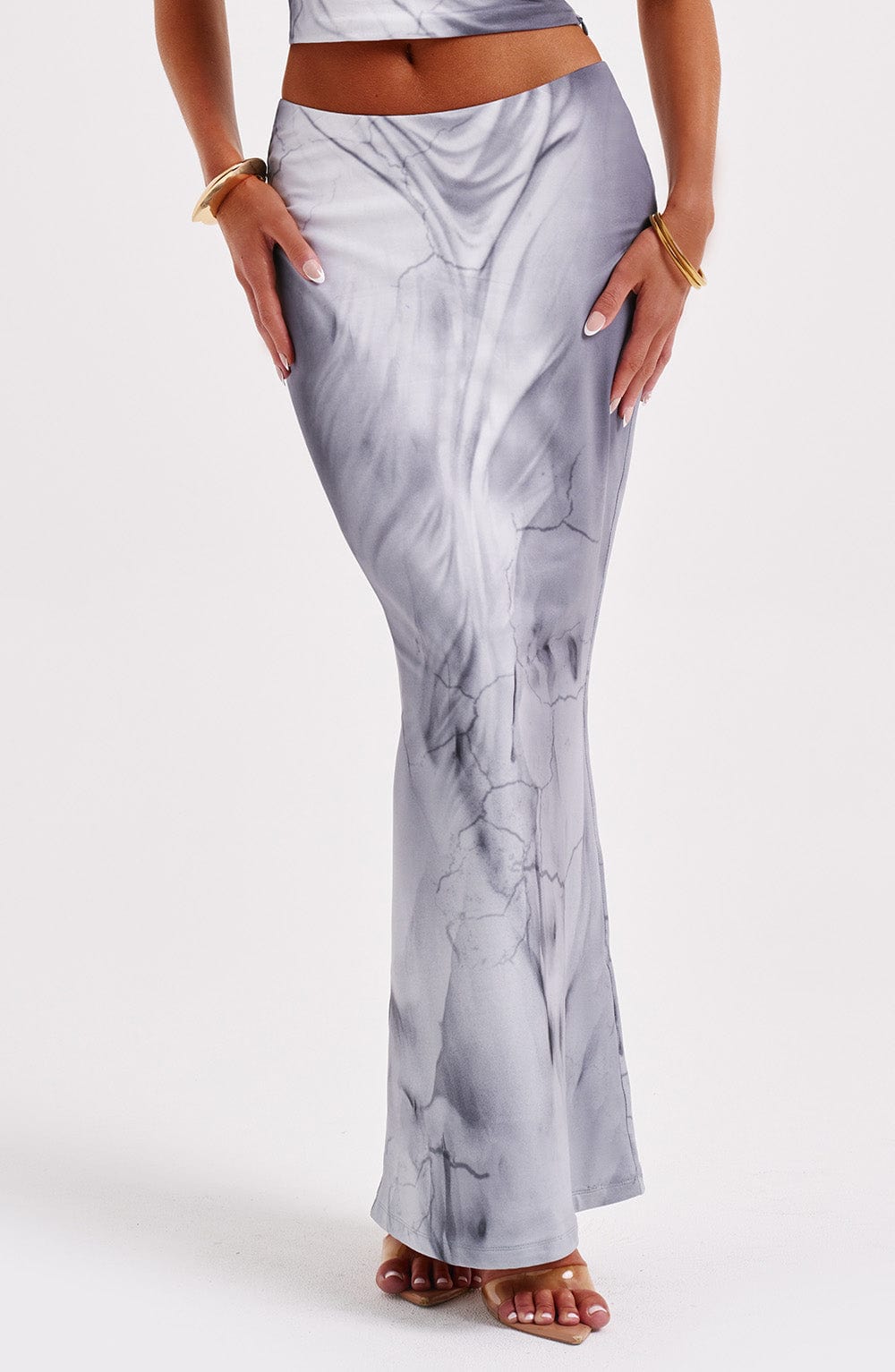 Charmayne Maxi Skirt - Grey Body Print - Napalia