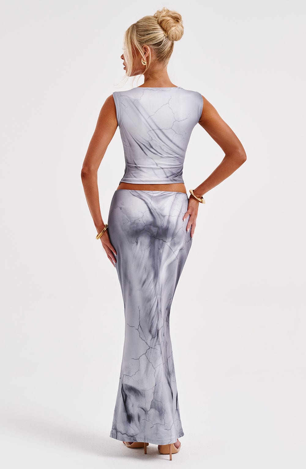 Charmayne Maxi Skirt - Grey Body Print - Napalia