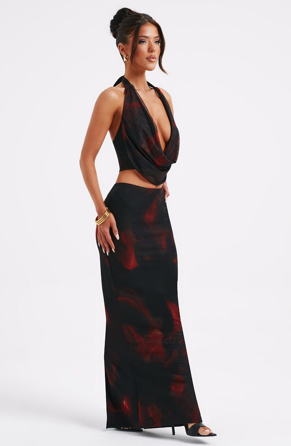 Chrishelle Maxi Skirt - Fire Print - Napalia
