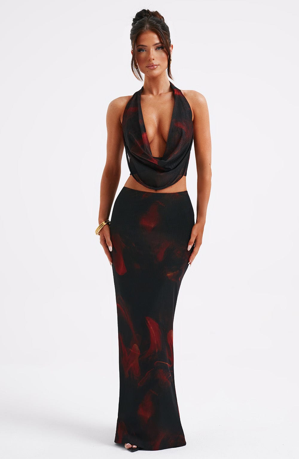 Chrishelle Maxi Skirt - Fire Print - Napalia