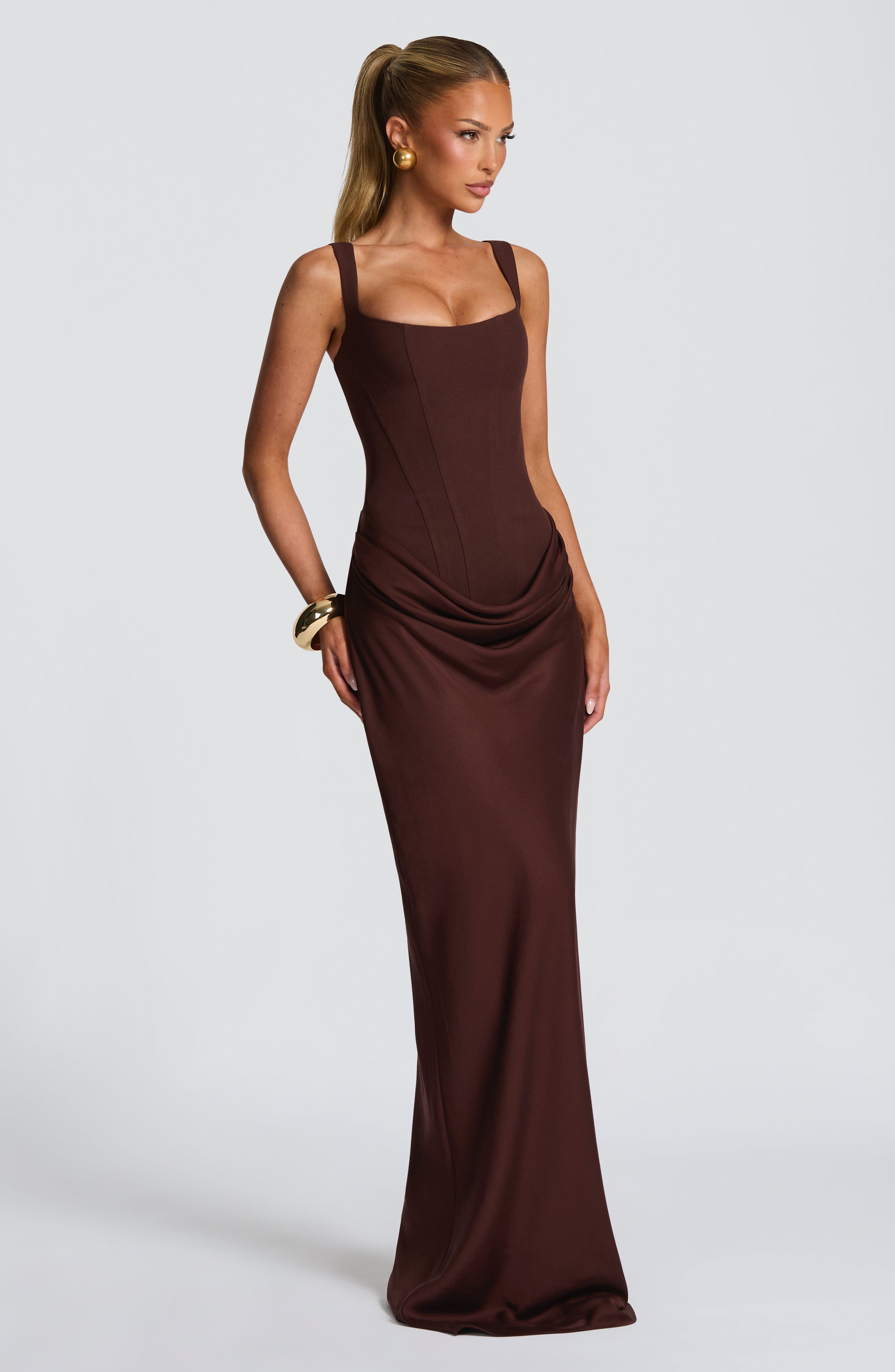 Cornelia Maxi Dress - Plum Brown - Napalia