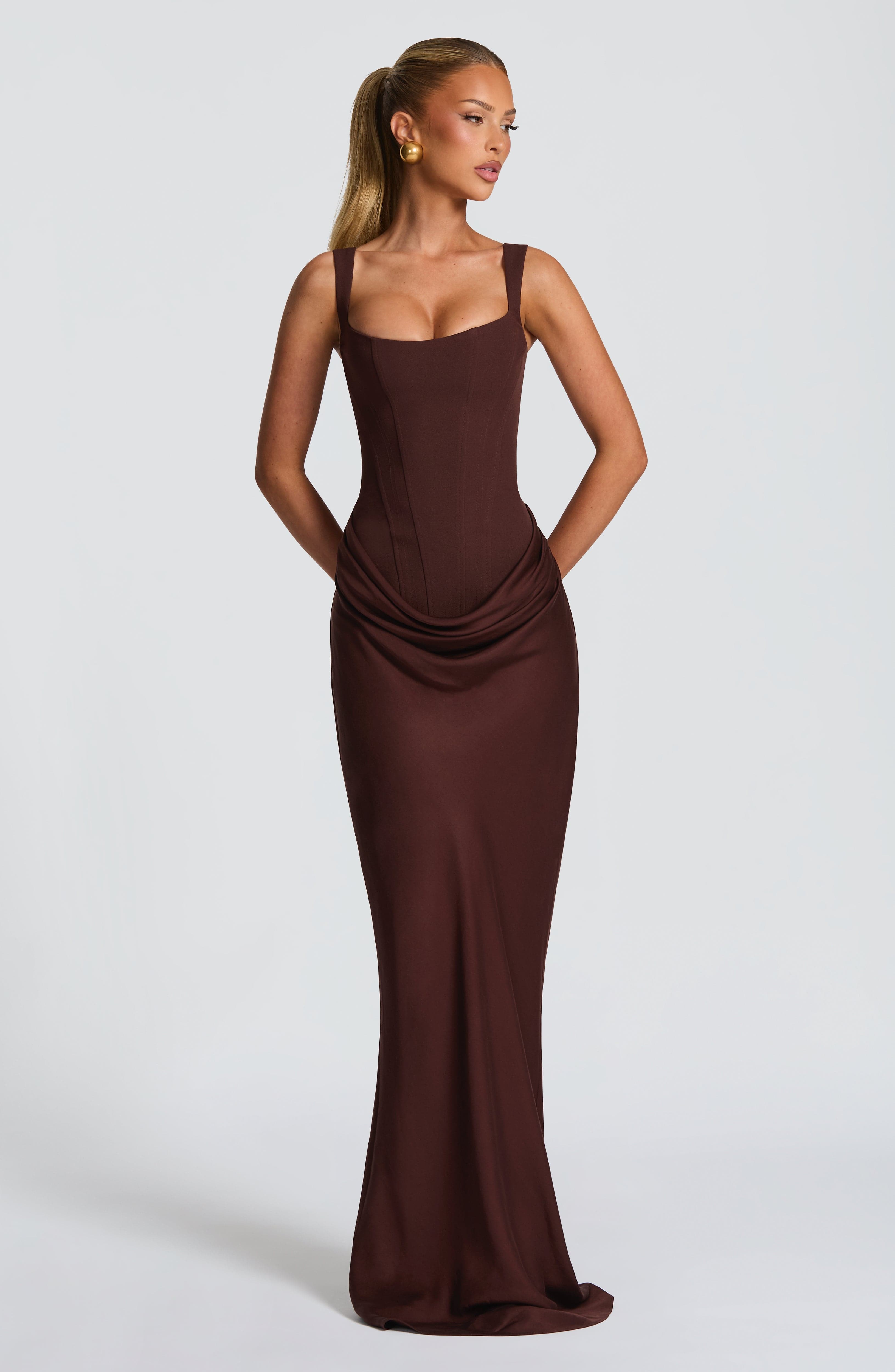 Cornelia Maxi Dress - Plum Brown - Napalia