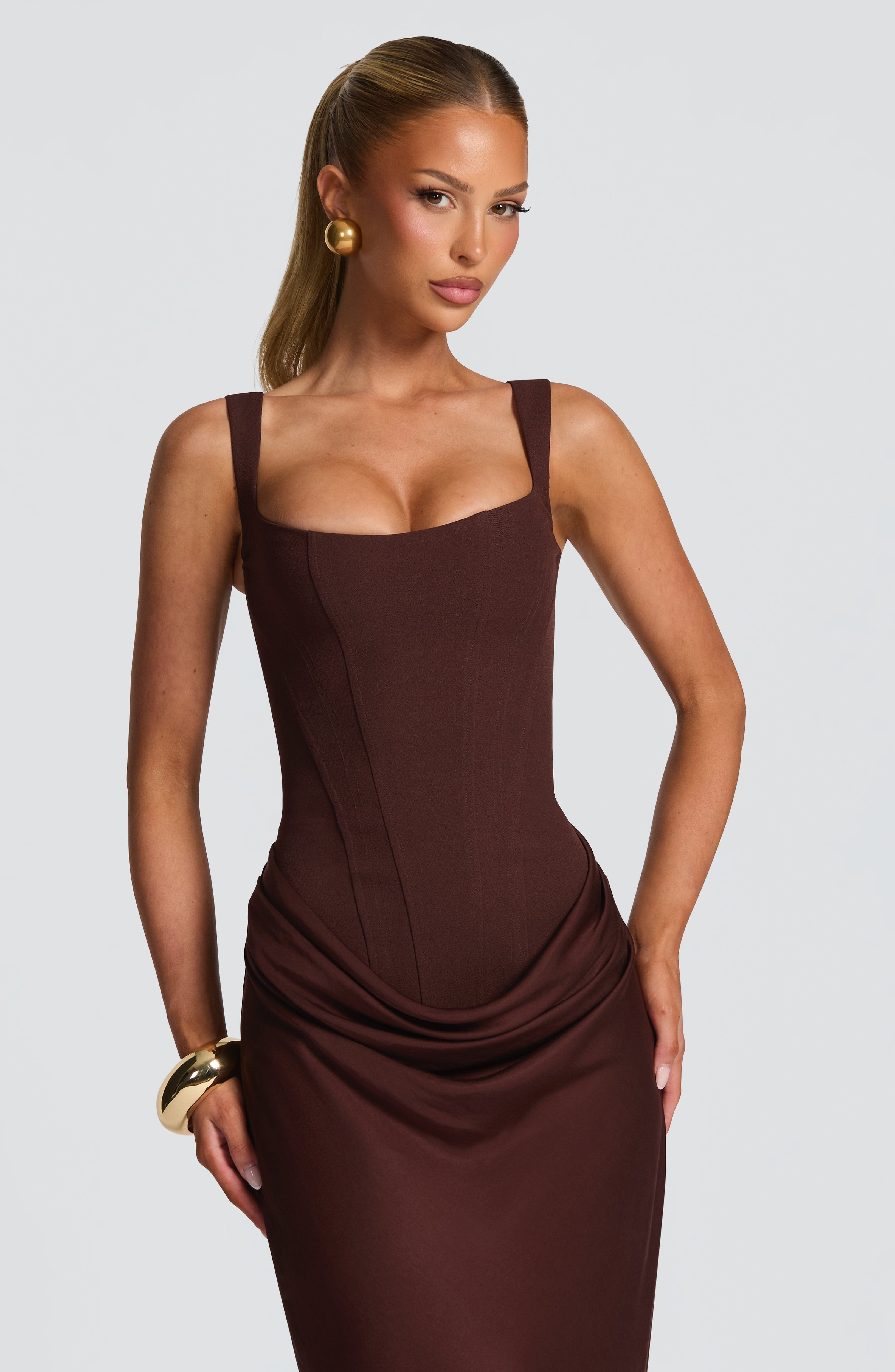 Cornelia Maxi Dress - Plum Brown - Napalia