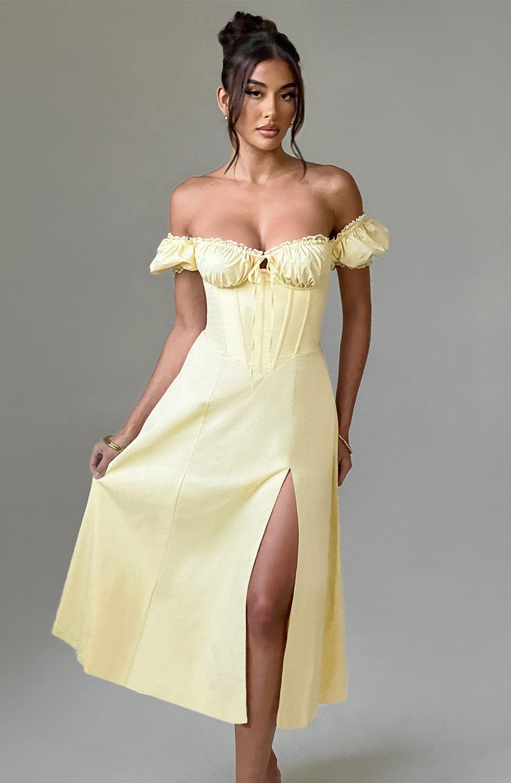 Courtney Midi Dress - Lemon - Napalia