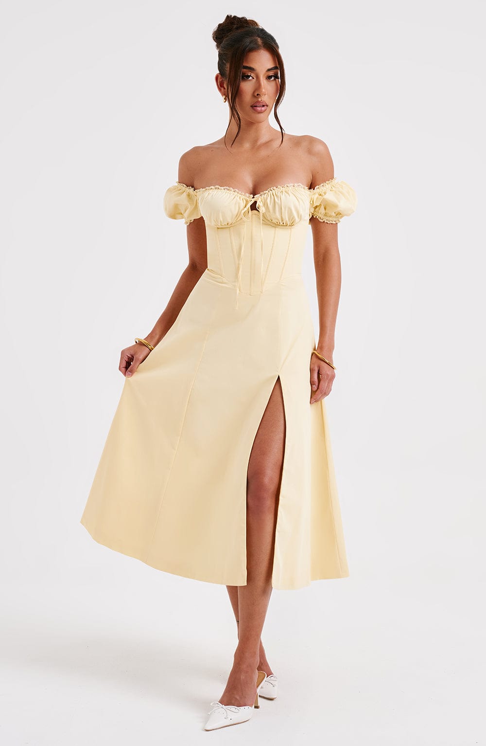 Courtney Midi Dress - Lemon - Napalia