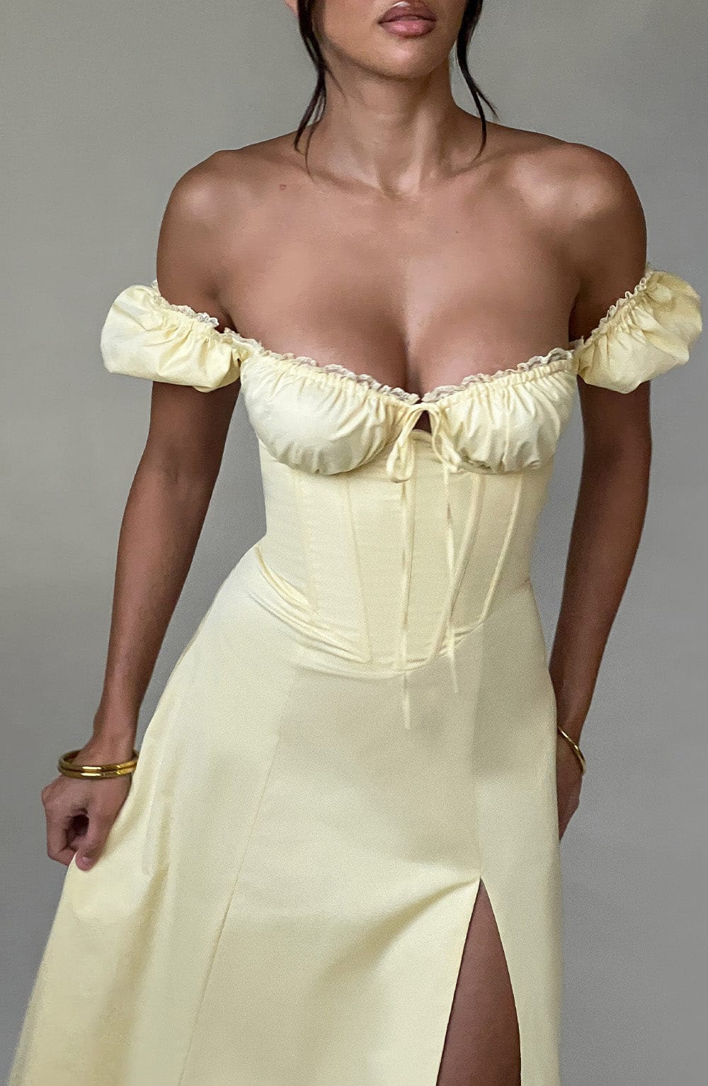 Courtney Midi Dress - Lemon - Napalia