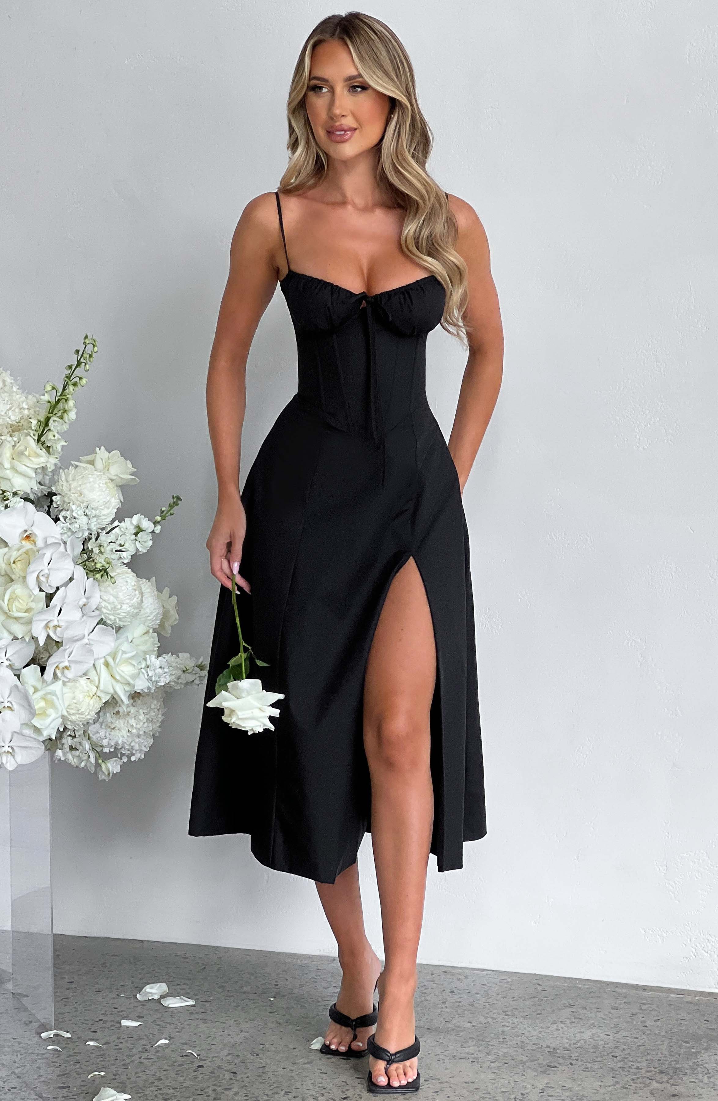 Deanna Midi Dress - Black - Napalia