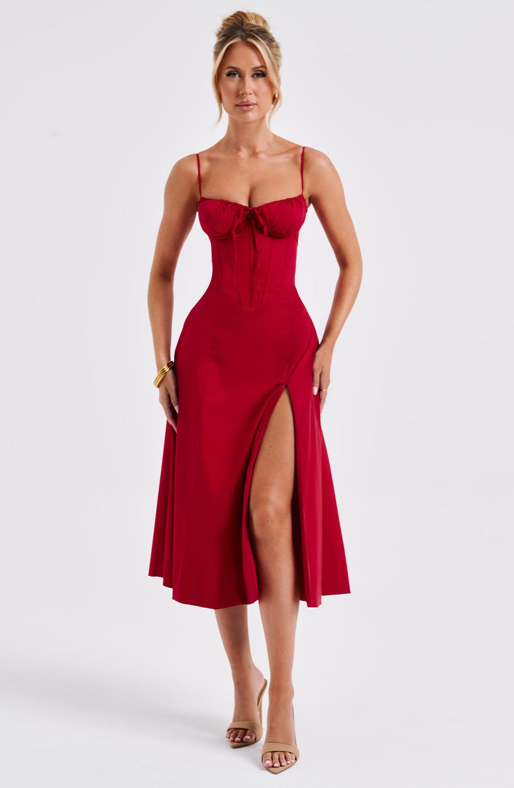 Deanna Midi Dress - Red - Napalia