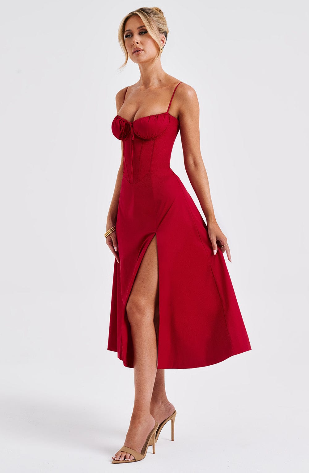 Deanna Midi Dress - Red - Napalia
