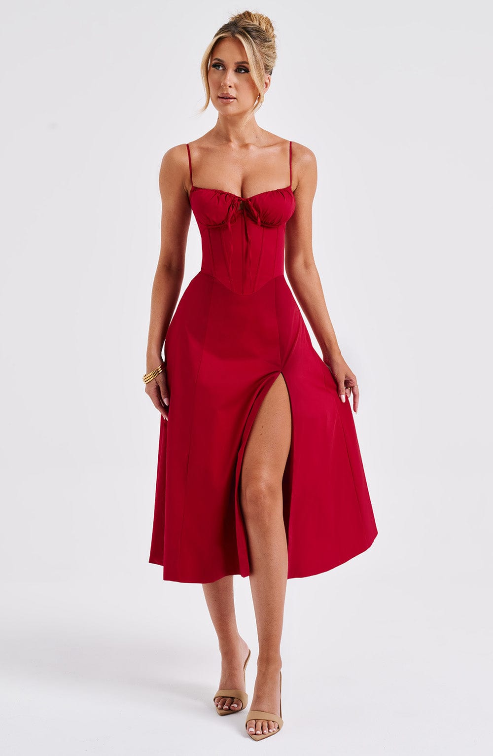 Deanna Midi Dress - Red - Napalia