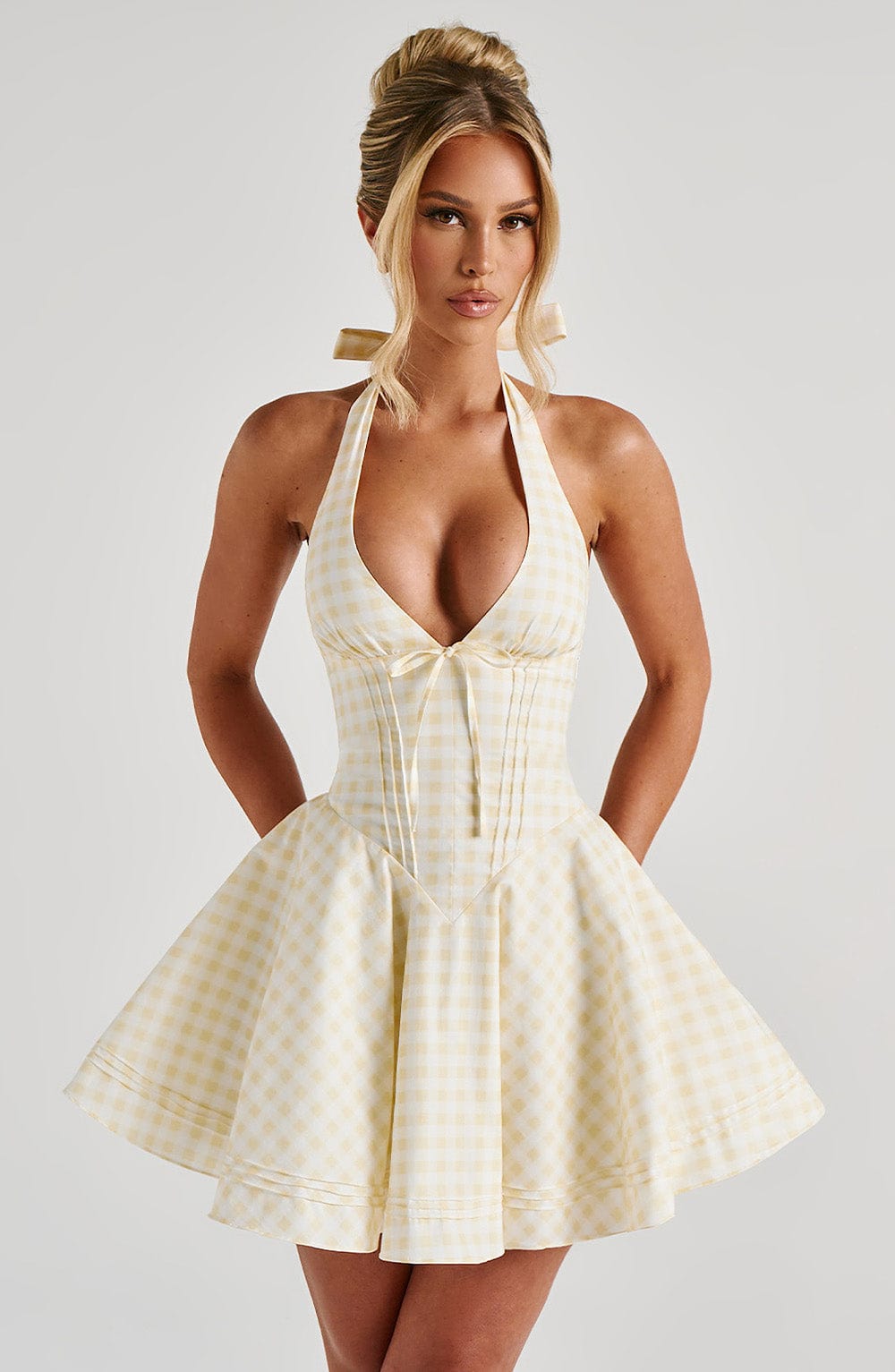 Doris Mini Dress - Lemon Gingham - Napalia