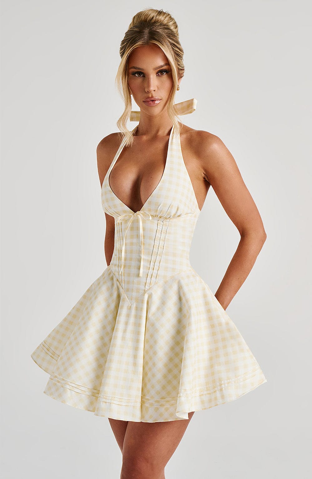 Doris Mini Dress - Lemon Gingham - Napalia