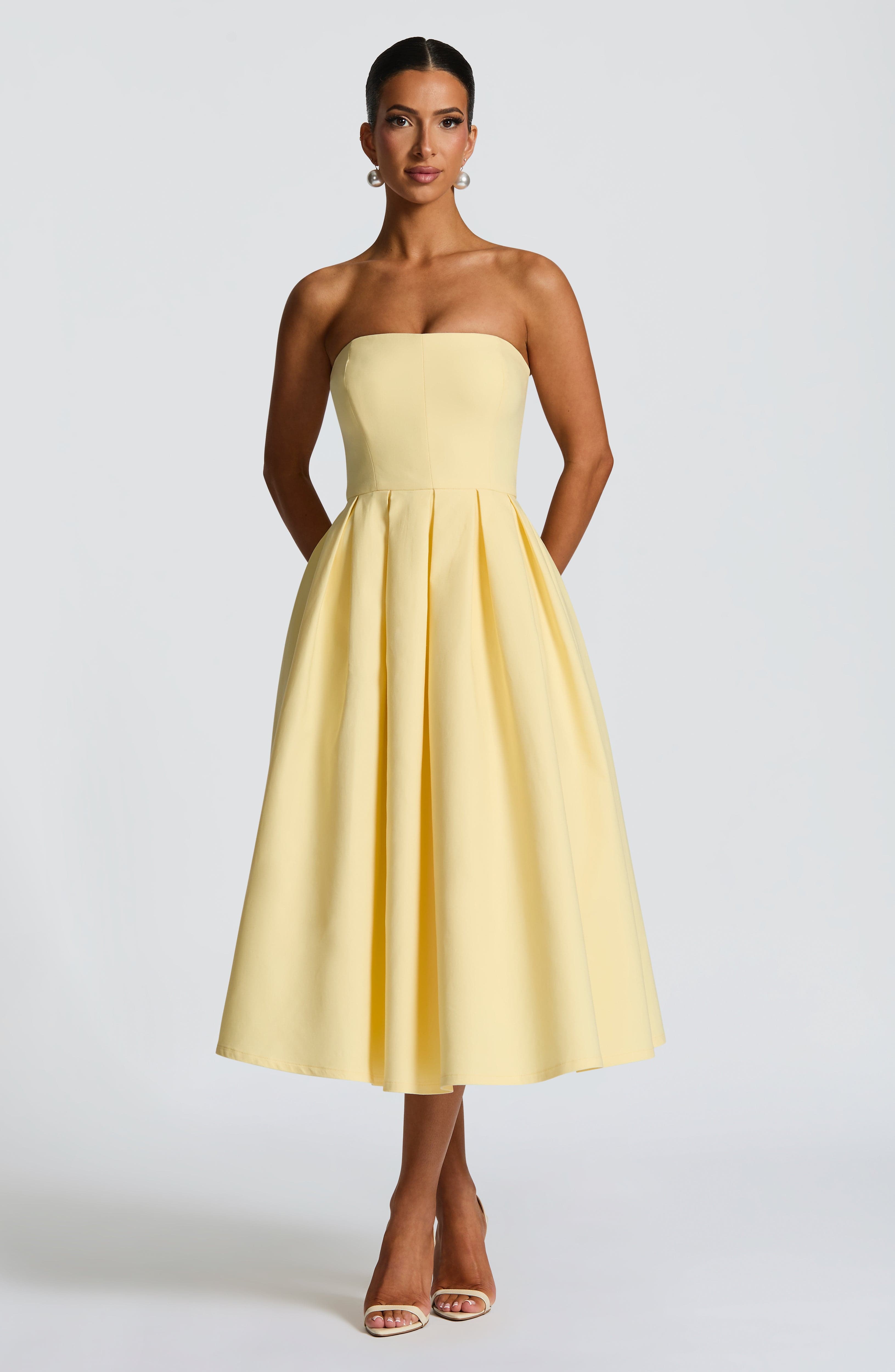 Edith Midi Dress - Lemon - Napalia