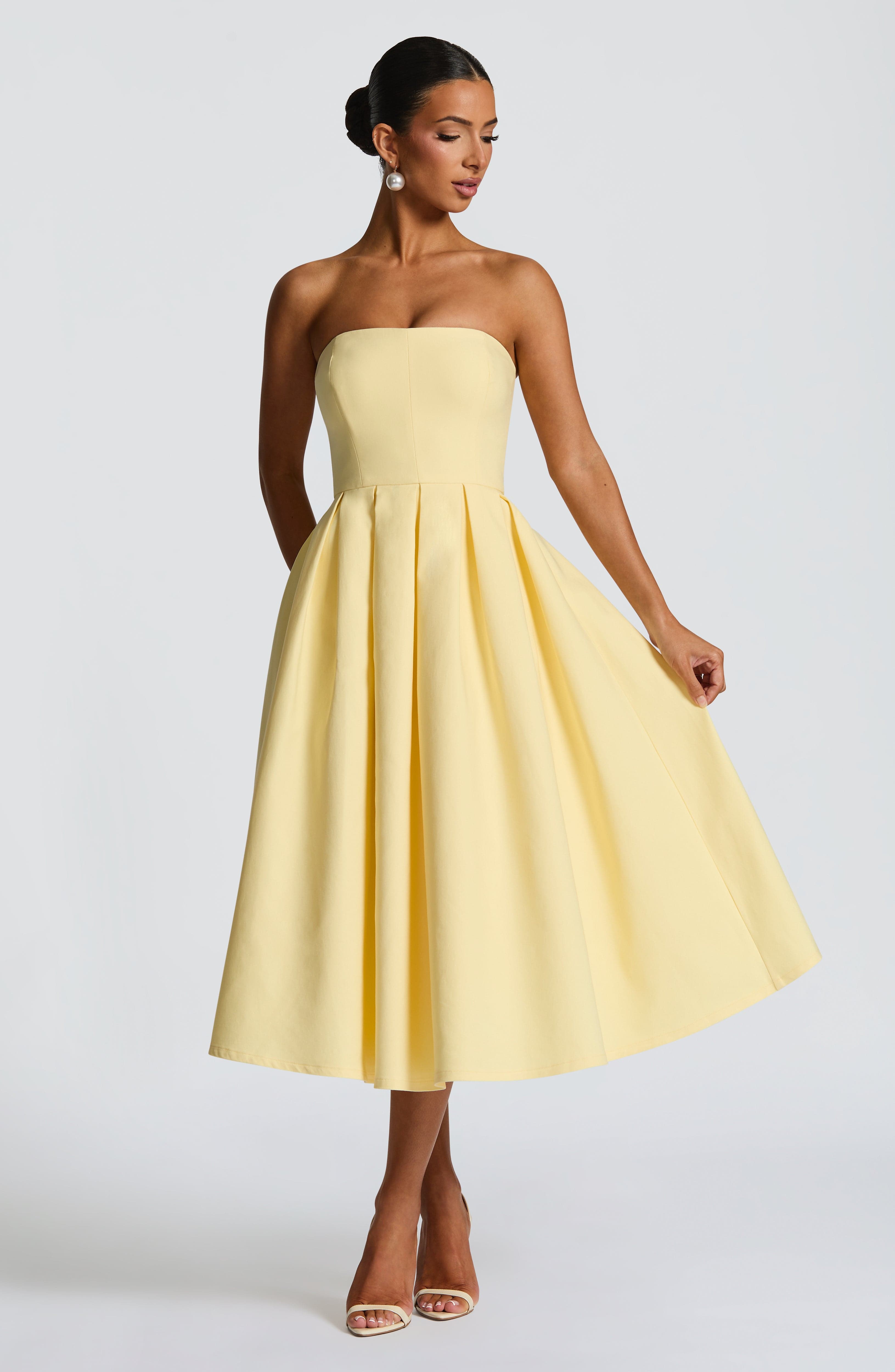 Edith Midi Dress - Lemon - Napalia