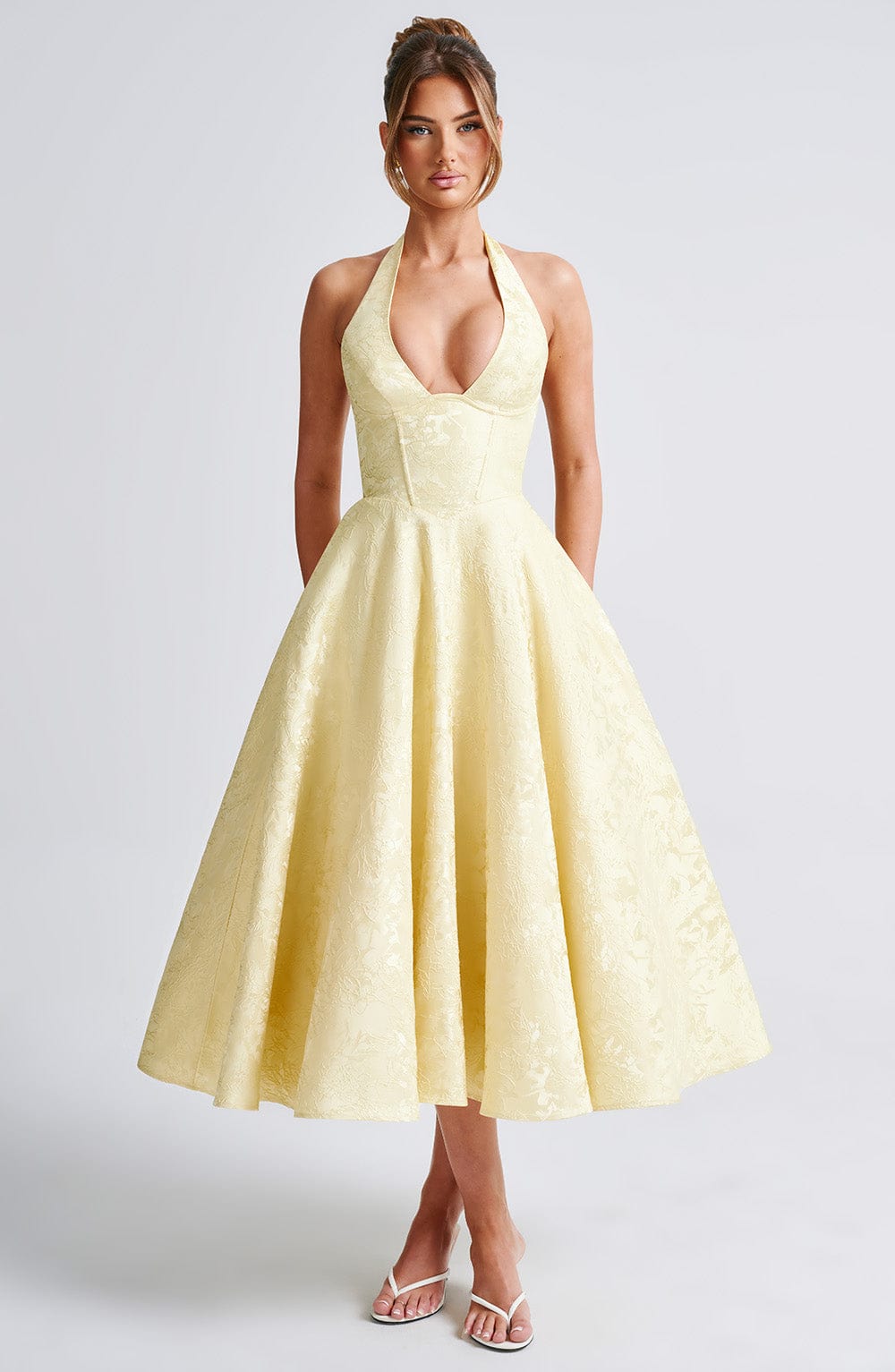 Effie Midi Dress - Lemon - Napalia