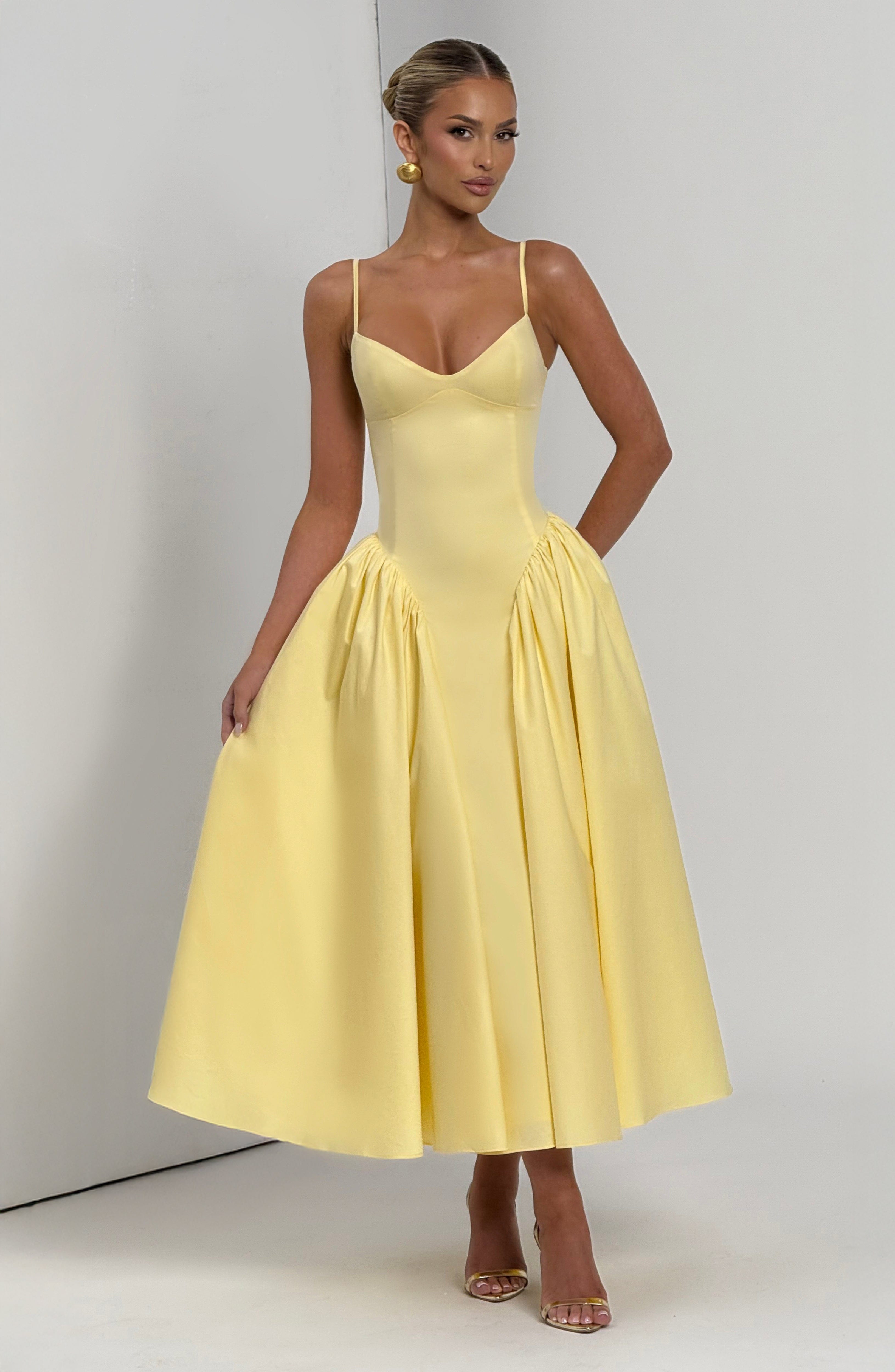 Emerson Midi Dress - Lemon - Napalia