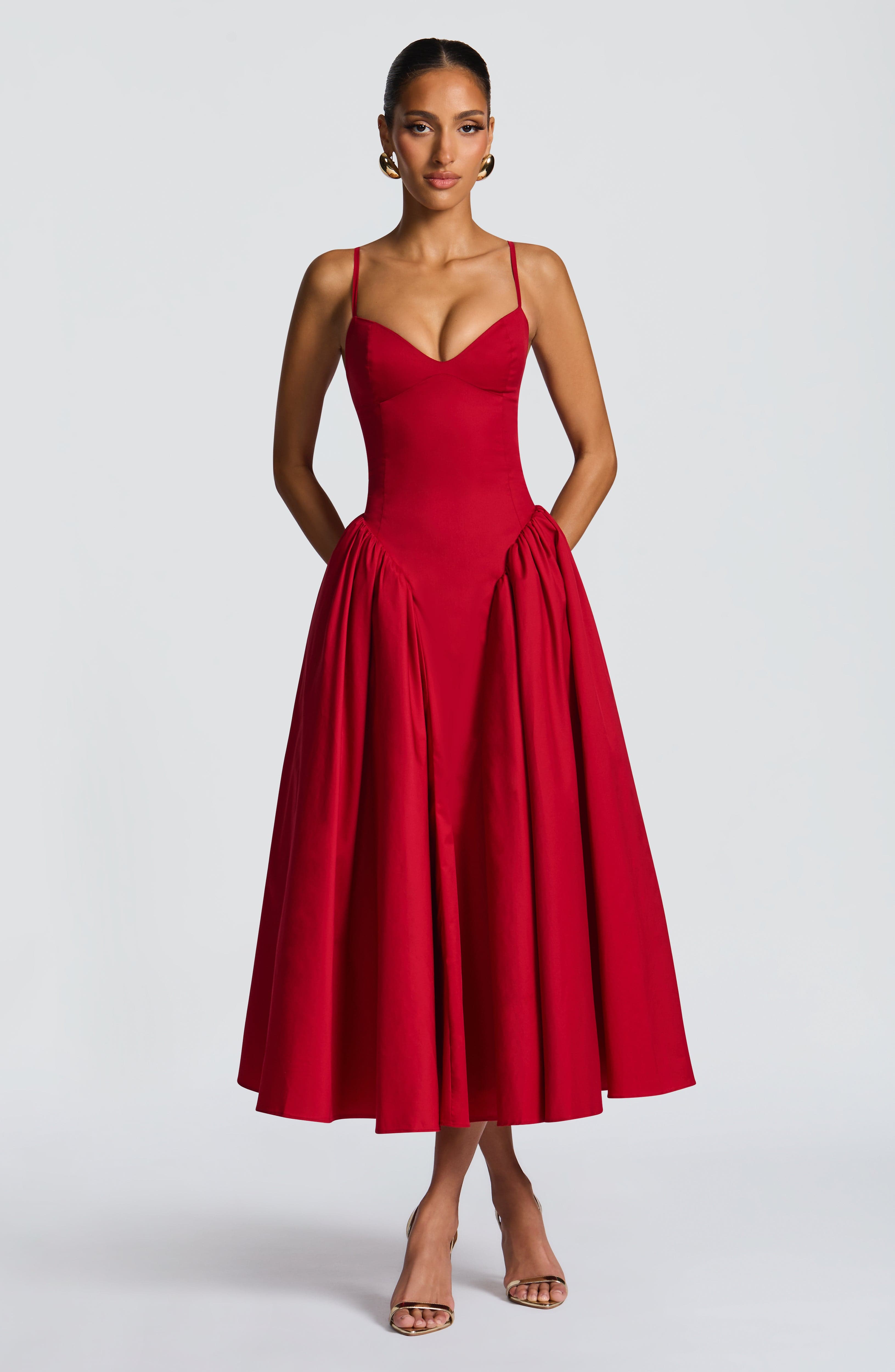 Emerson Midi Dress - Red - Napalia
