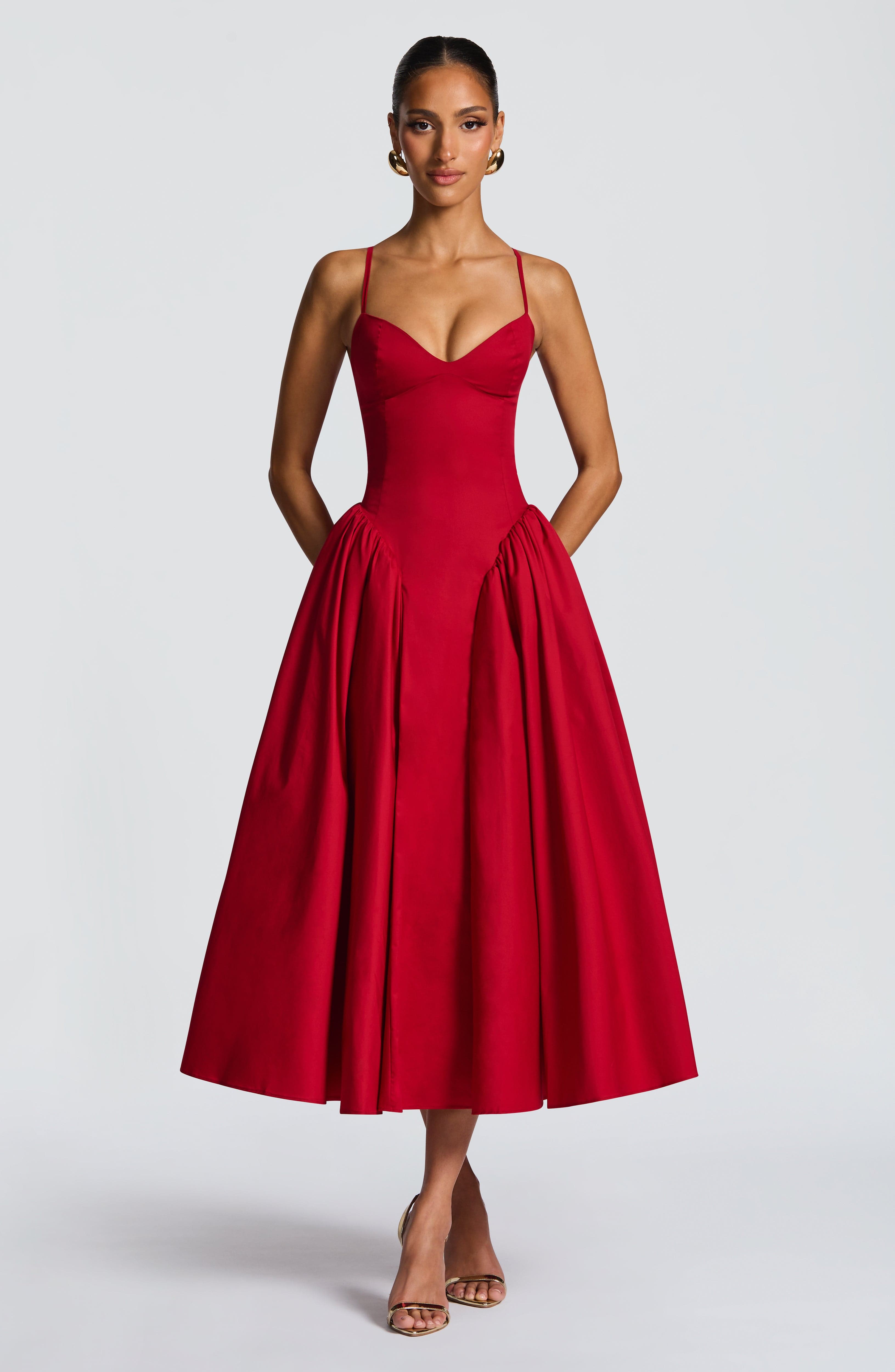 Emerson Midi Dress - Red - Napalia