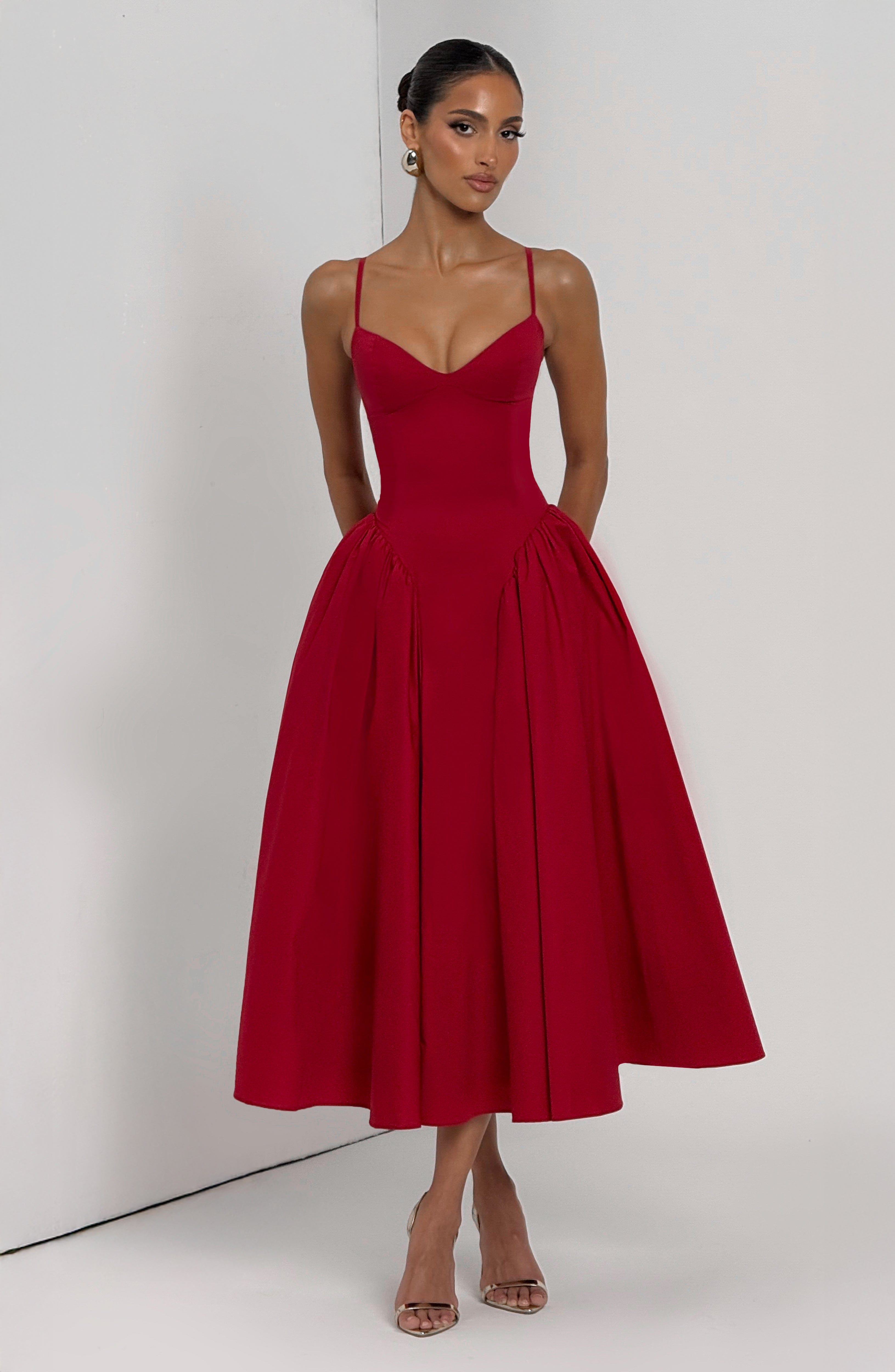 Emerson Midi Dress - Red - Napalia