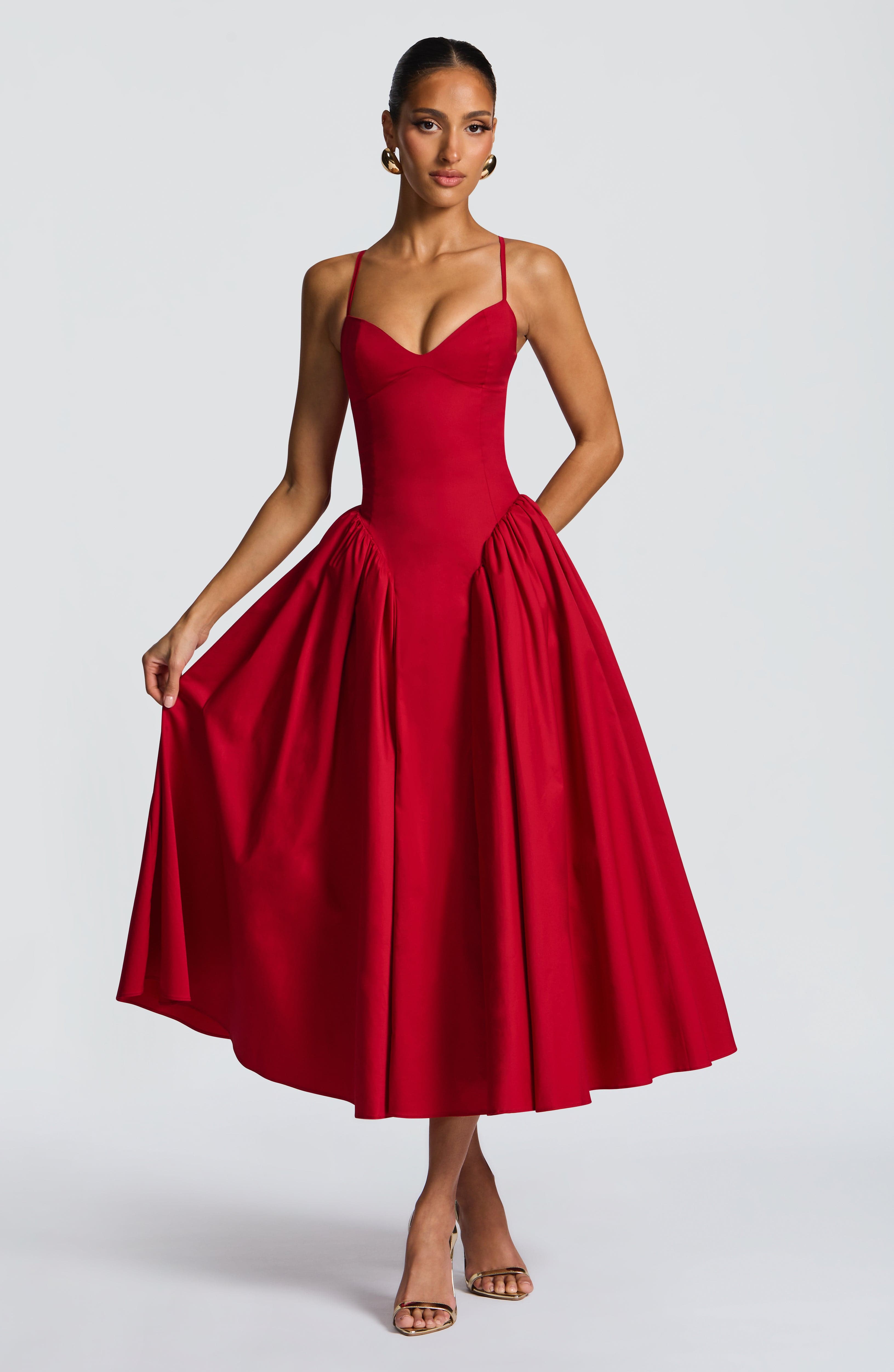 Emerson Midi Dress - Red - Napalia