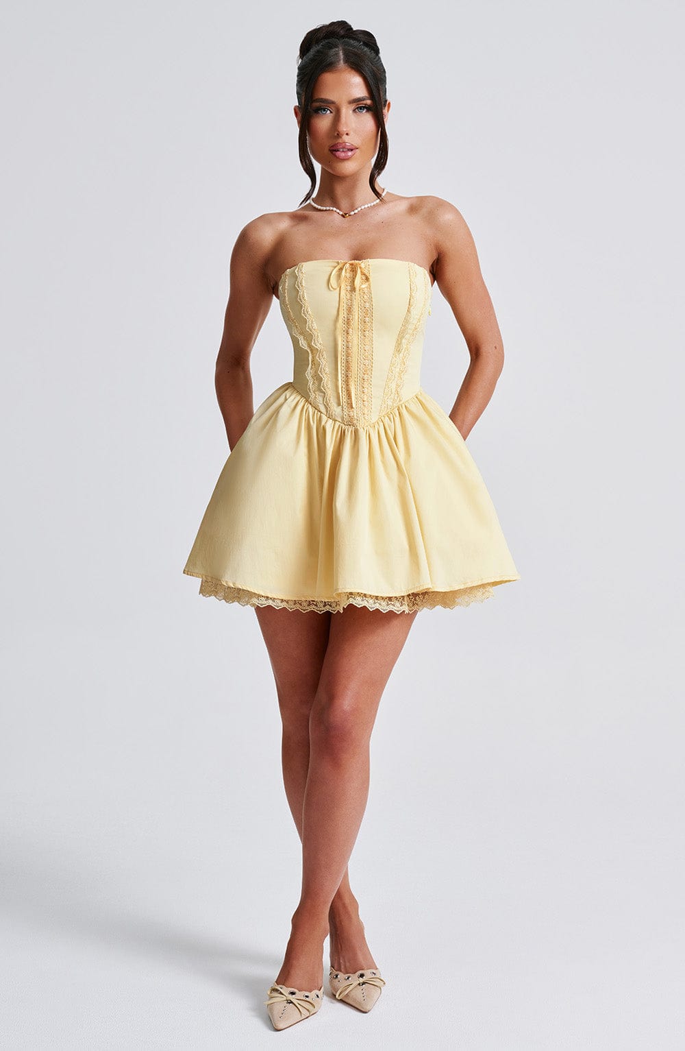 Evie Mini Dress - Lemon - Napalia