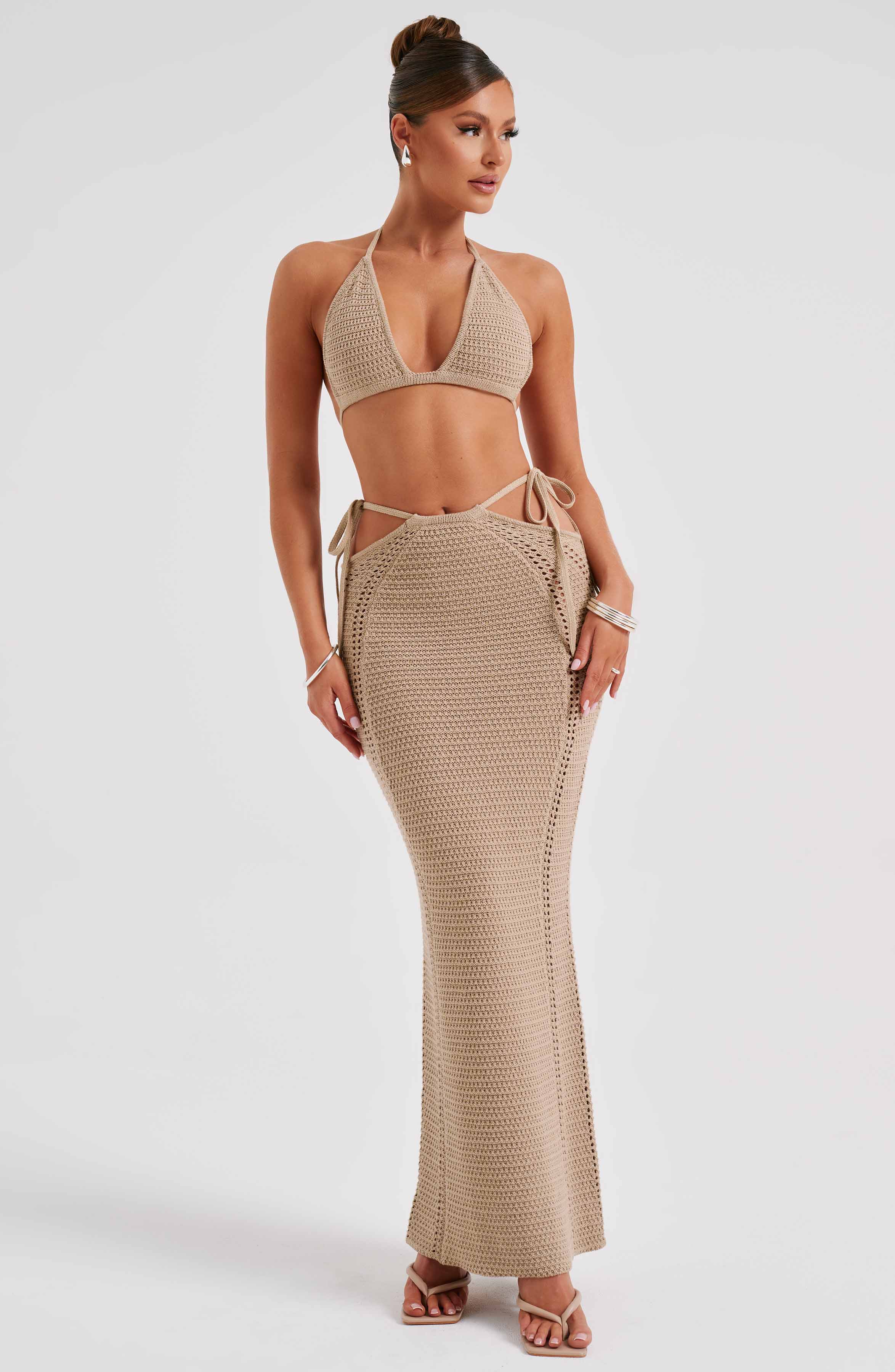 Jia Maxi Skirt - Beige - Napalia