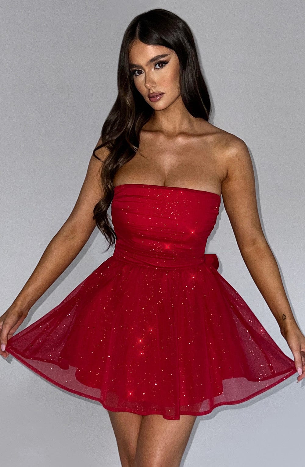 Katrina Mini Dress - Red Sparkle - Napalia
