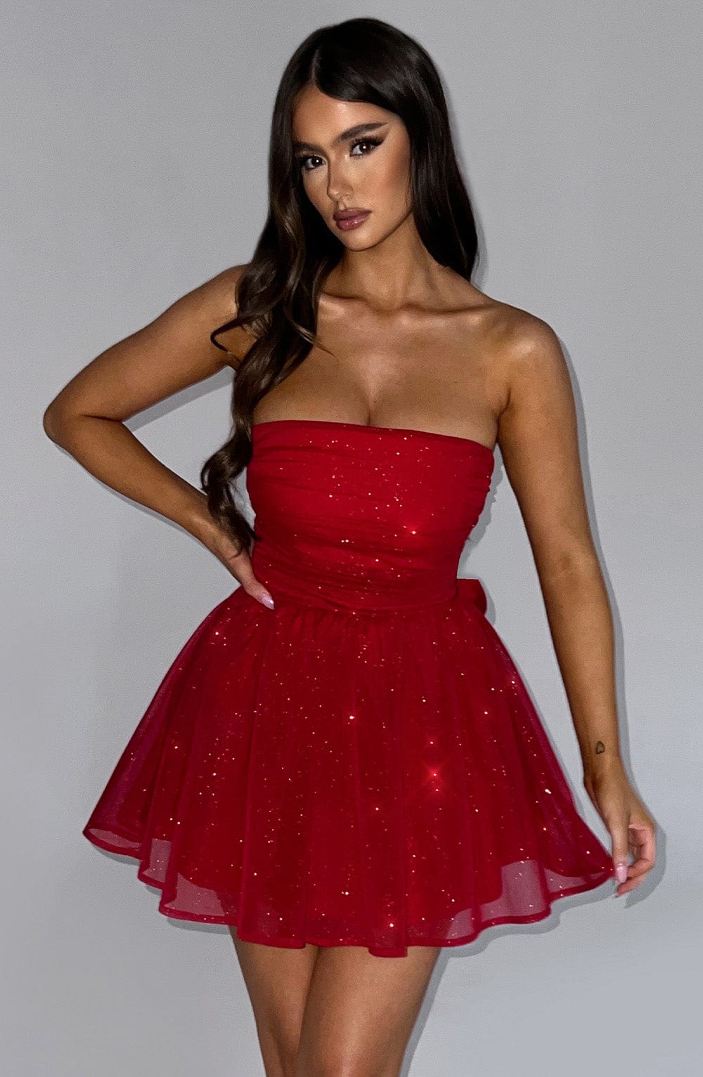 Katrina Mini Dress - Red Sparkle - Napalia