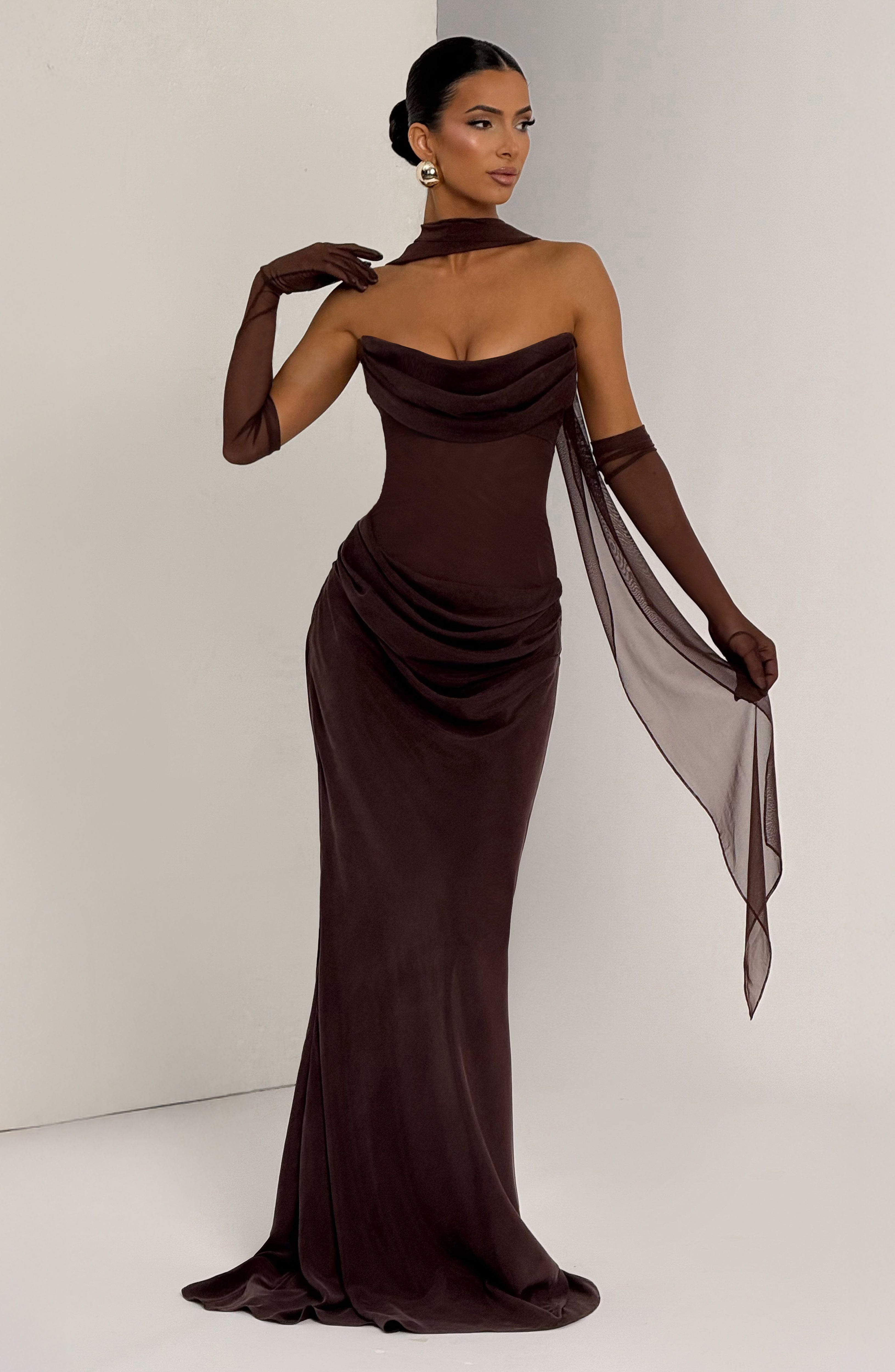 Liora Maxi Dress - Plum Brown - Napalia