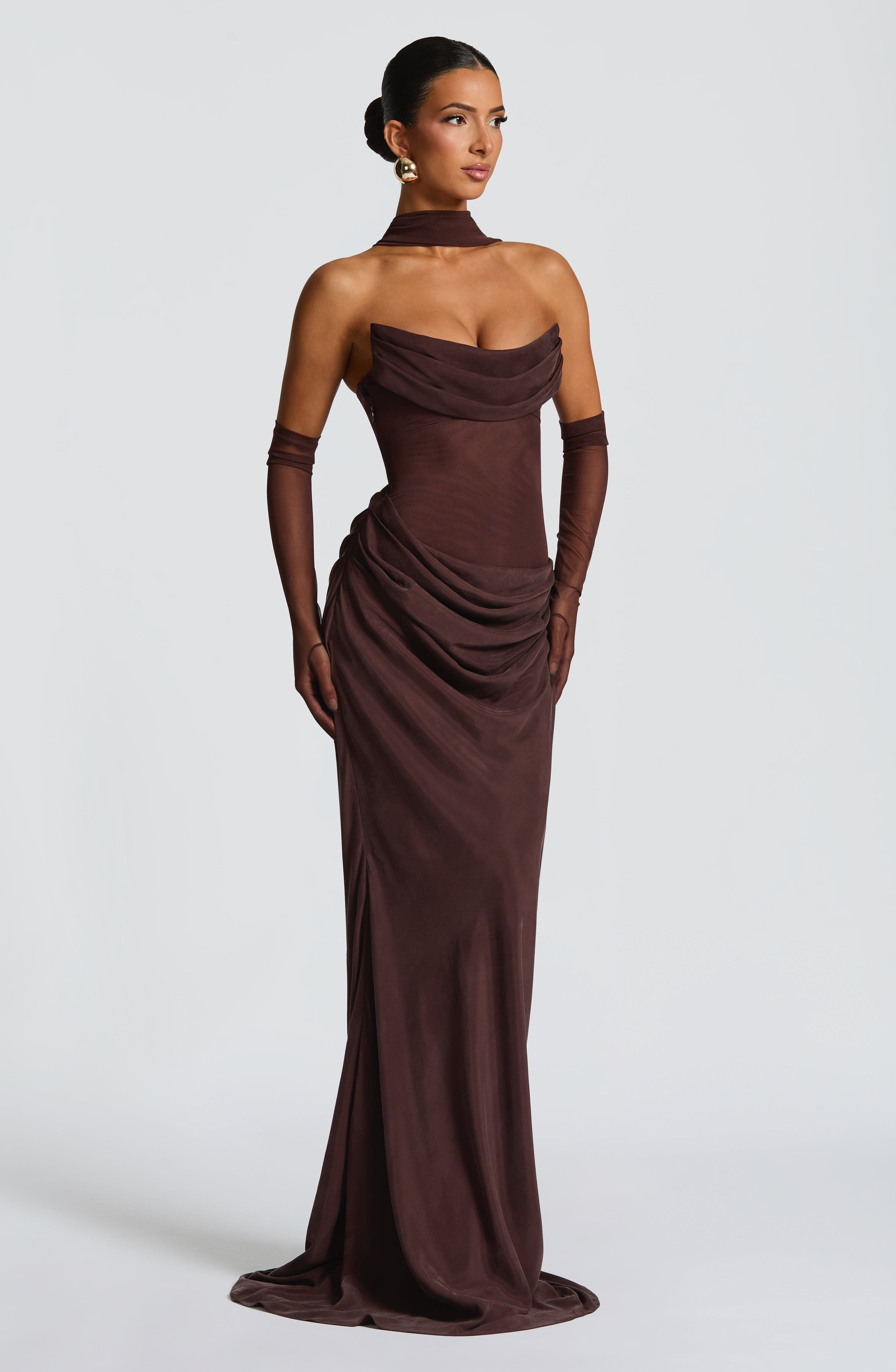 Liora Maxi Dress - Plum Brown - Napalia