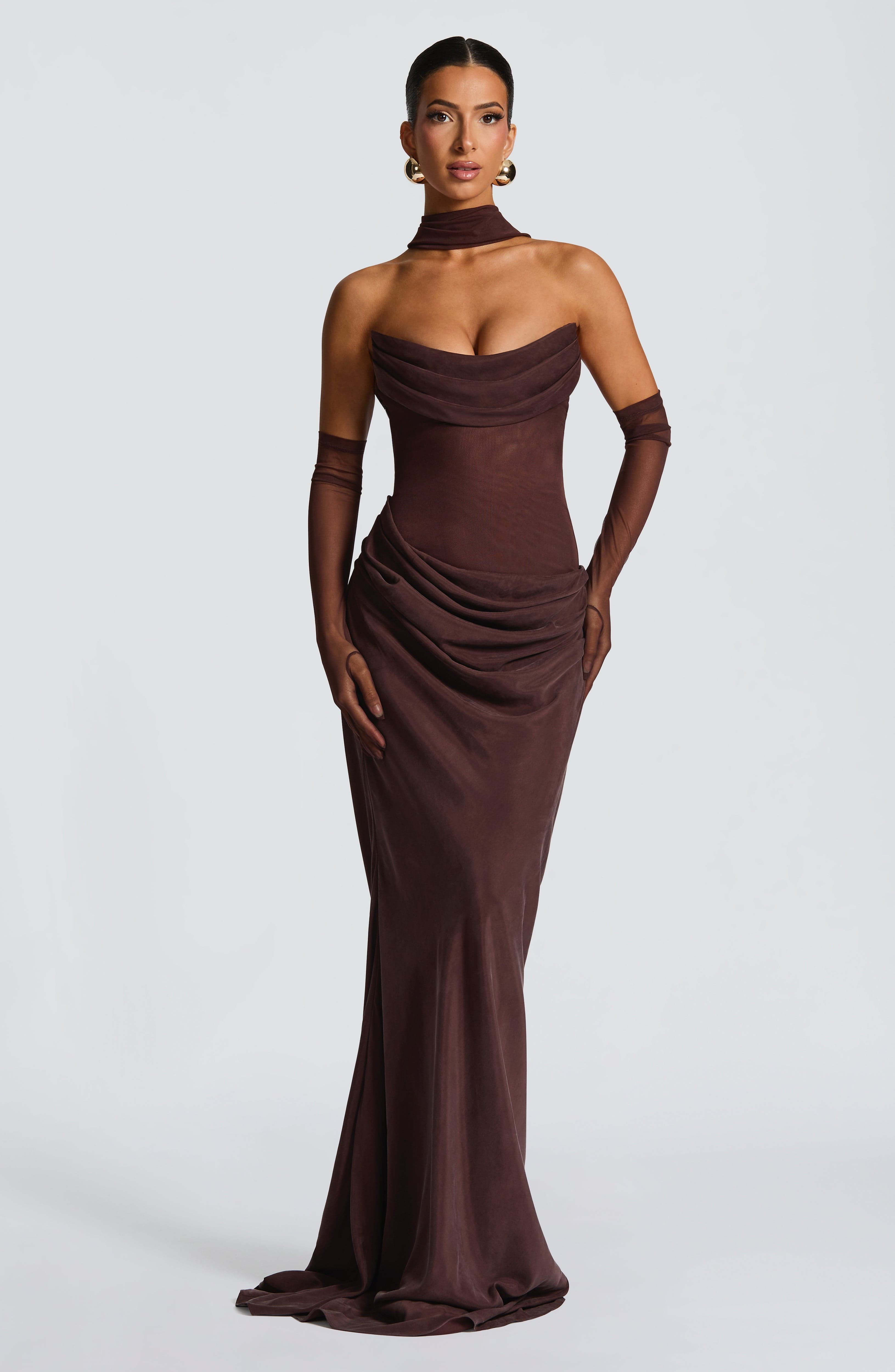 Liora Maxi Dress - Plum Brown - Napalia